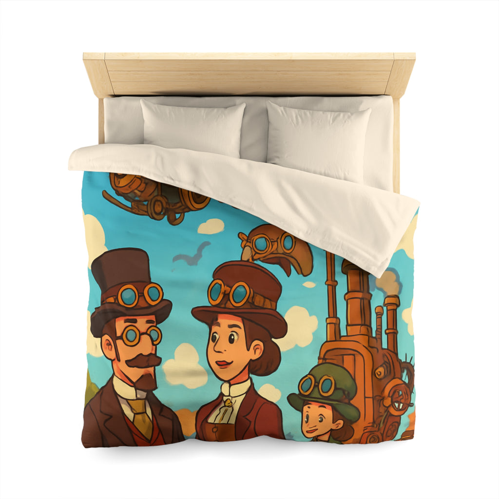 Housse de couette style rétro avec motifs steampunk et engins volants artistiques