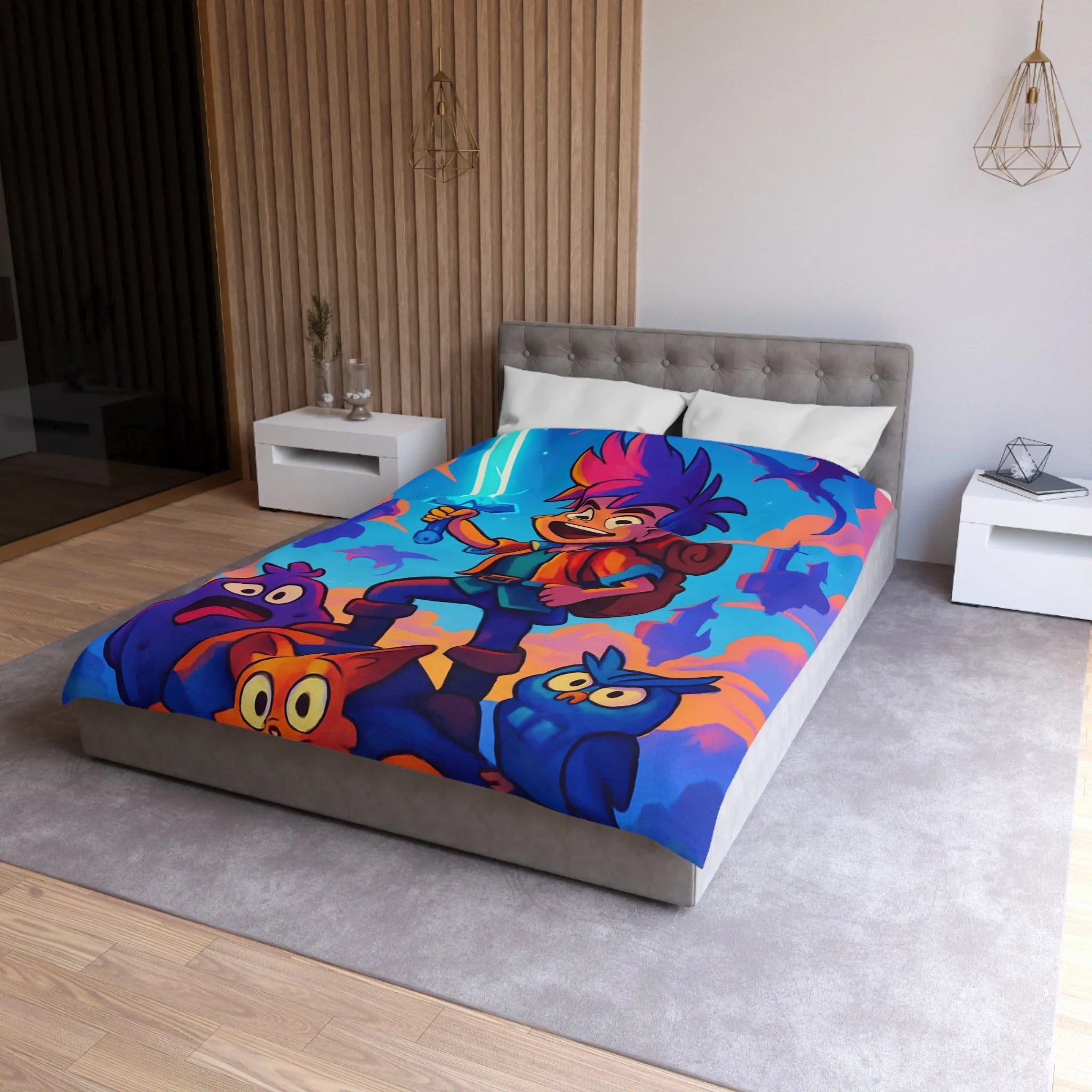 Housse de Couette Aventure Fantastique avec Épée Enchantée et Créatures Magiques pour Enfants