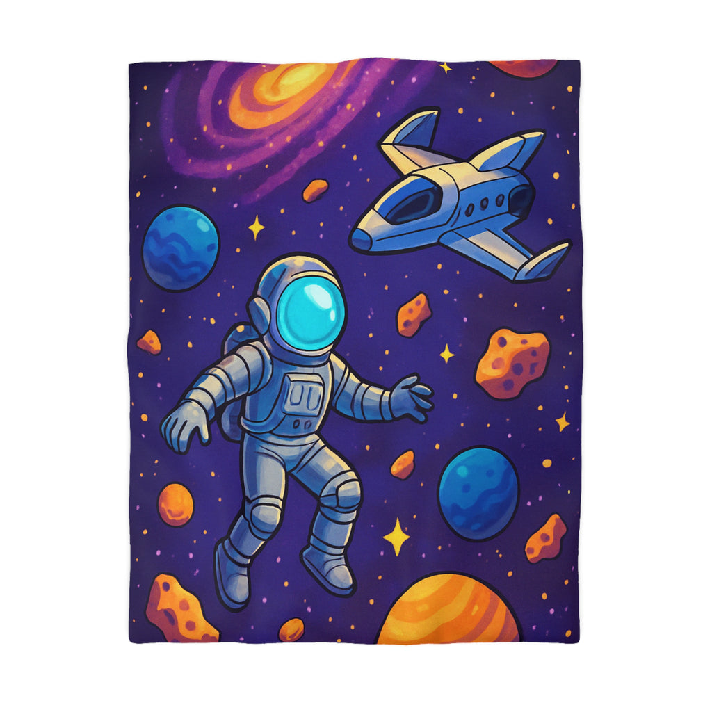 Housse de couette spatiale avec astronaute et planètes colorées pour enfants et adultes