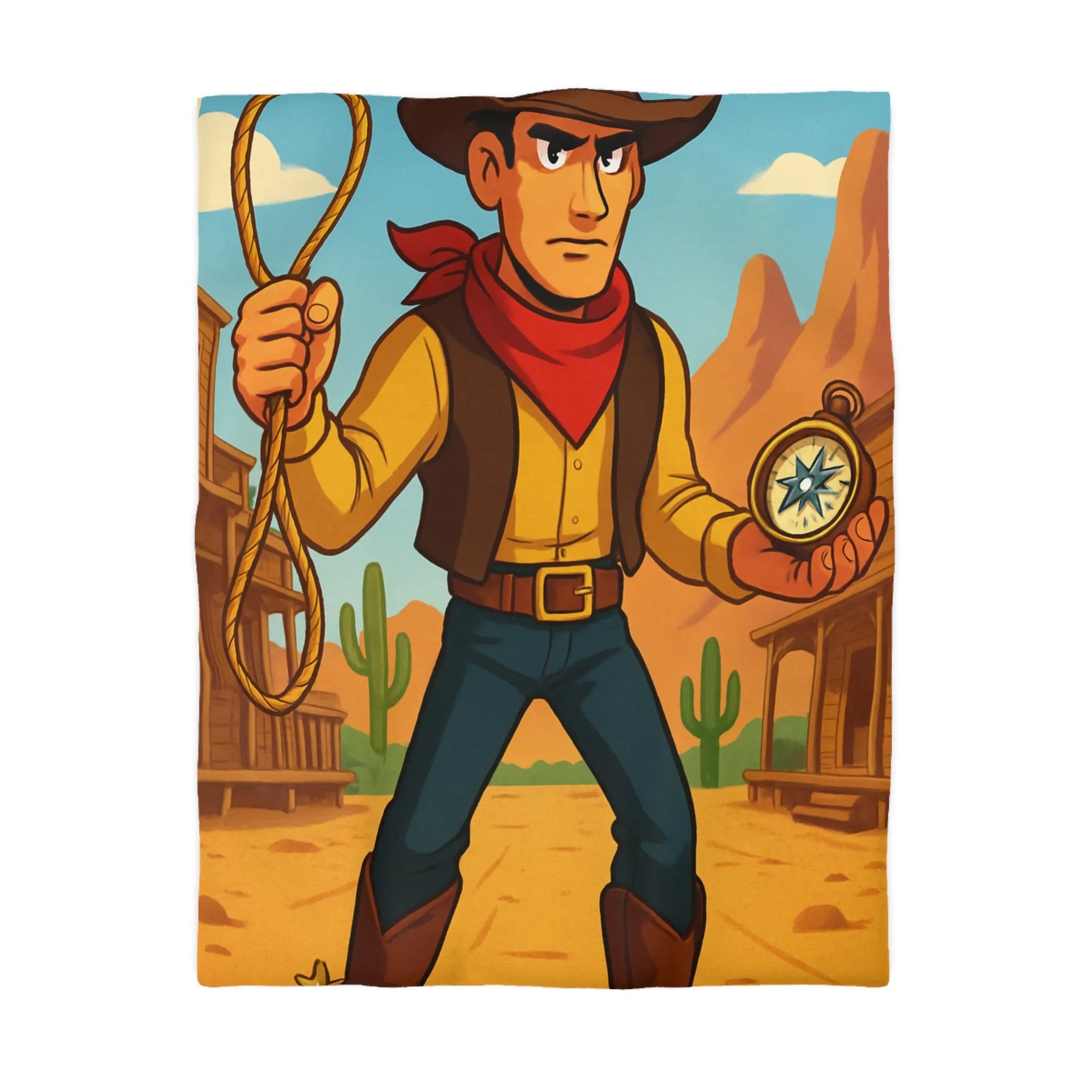 Cowboy Cartoonesque dans le Désert, Lasso et Boussole, Aventure Far West Humoristique