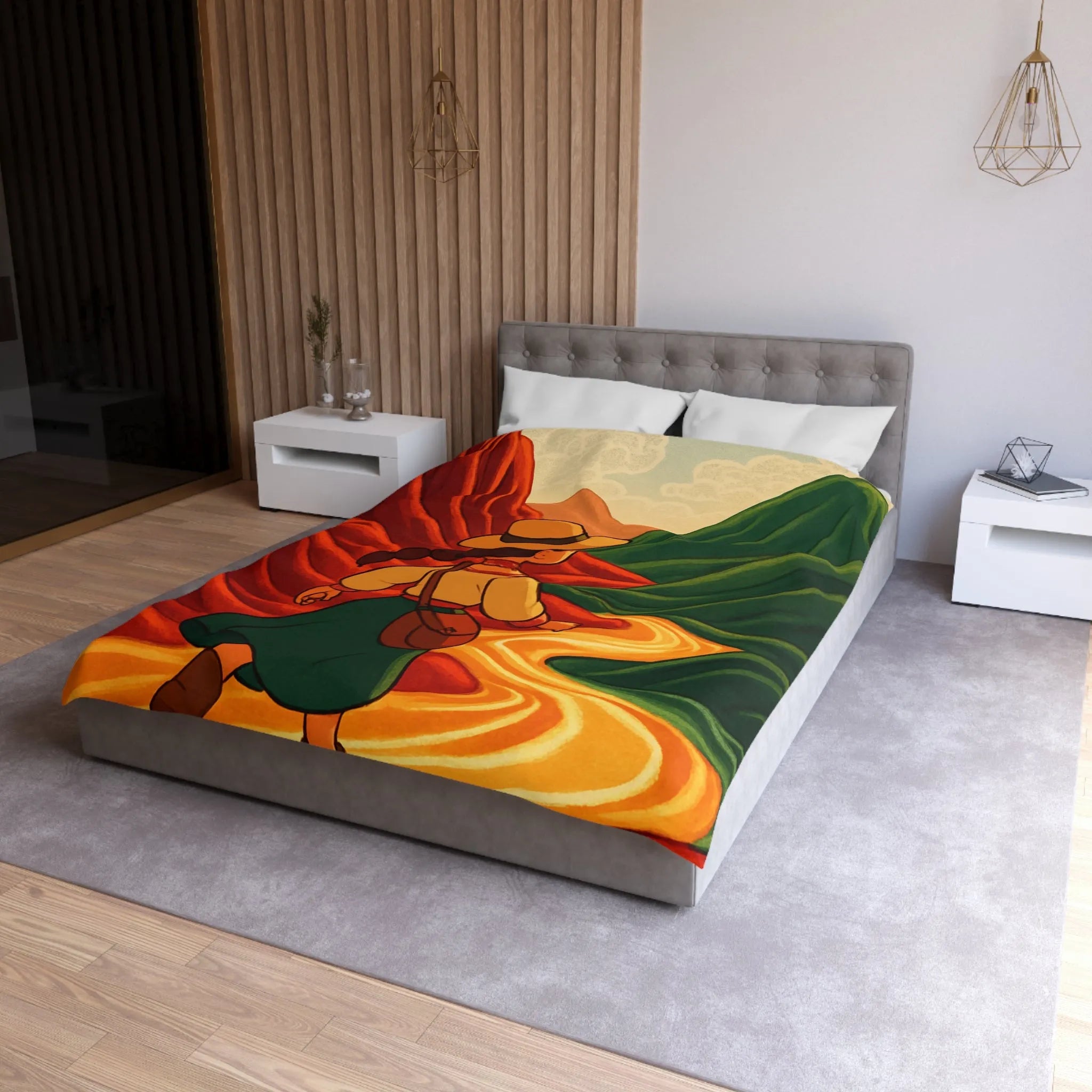 Housse de Couette Microfibre Art Graphique Contemporain Style Décoratif Chambre Tendance