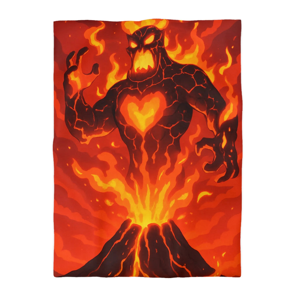 Éruption Volcanique Époustouflante: Figure Enflammée Surgissant De Coulées de Lave Rougeoyantes