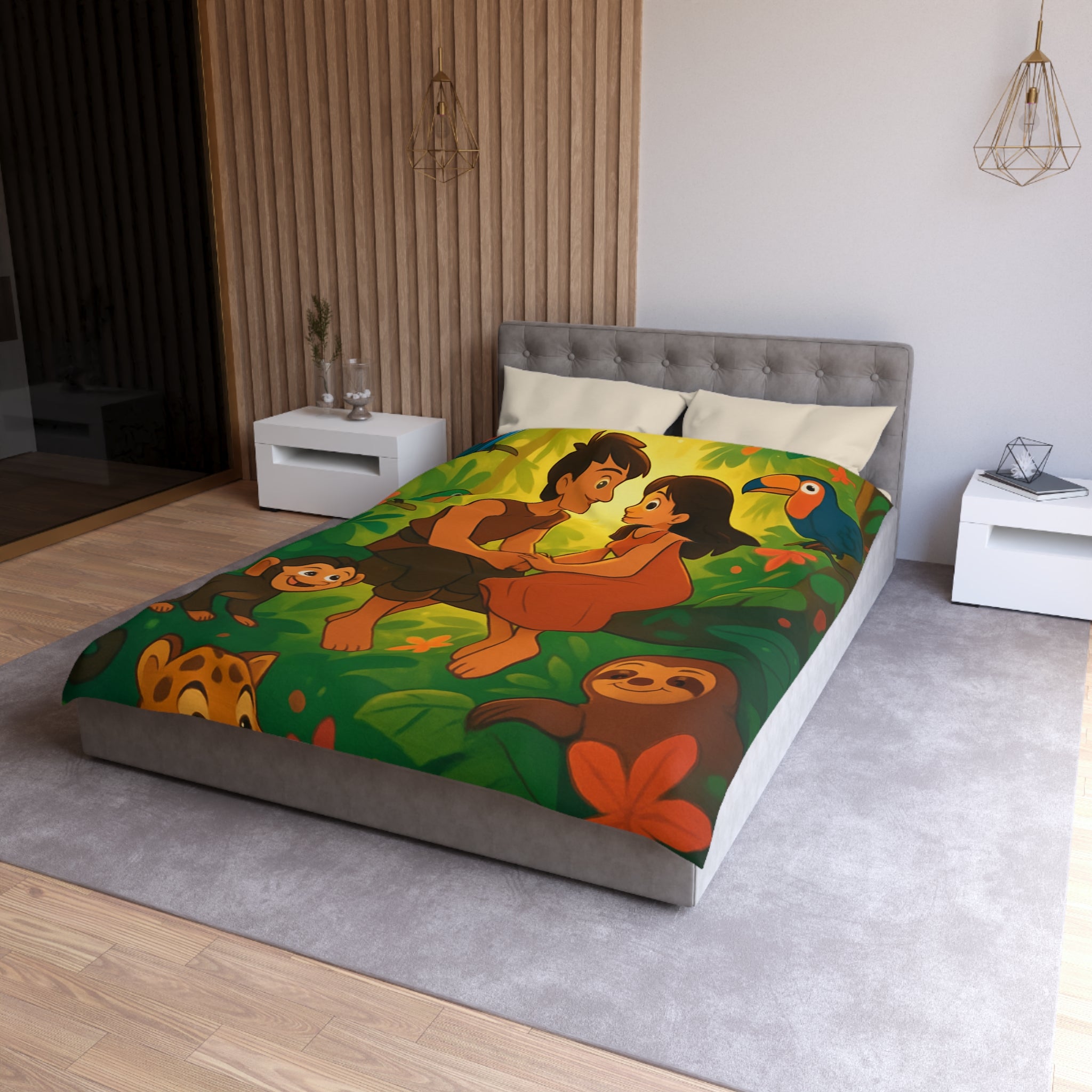 Housse de Couette Microfibre Art Graphique Contemporain Style Décoratif Chambre Tendance