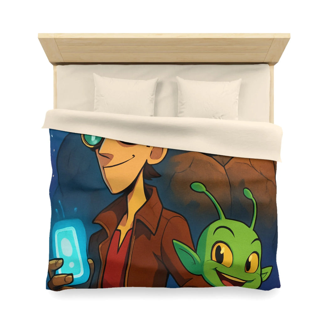 Housse de Couette Enfantine avec Personnages de Science-Fiction Stylisés et Univers Fantastique