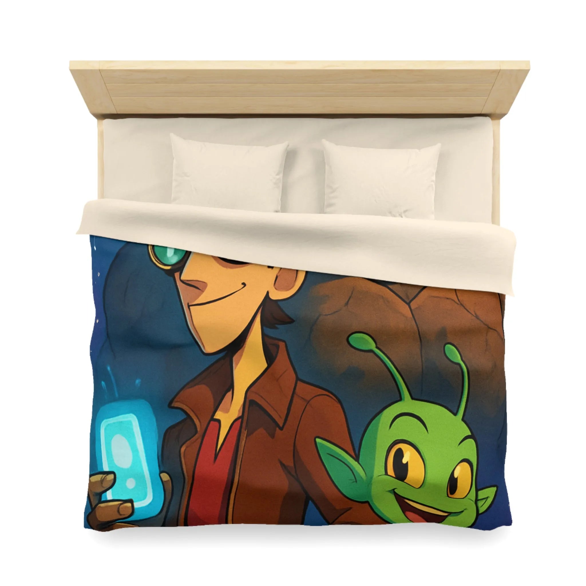 Housse de Couette Enfantine avec Personnages de Science-Fiction Stylisés et Univers Fantastique