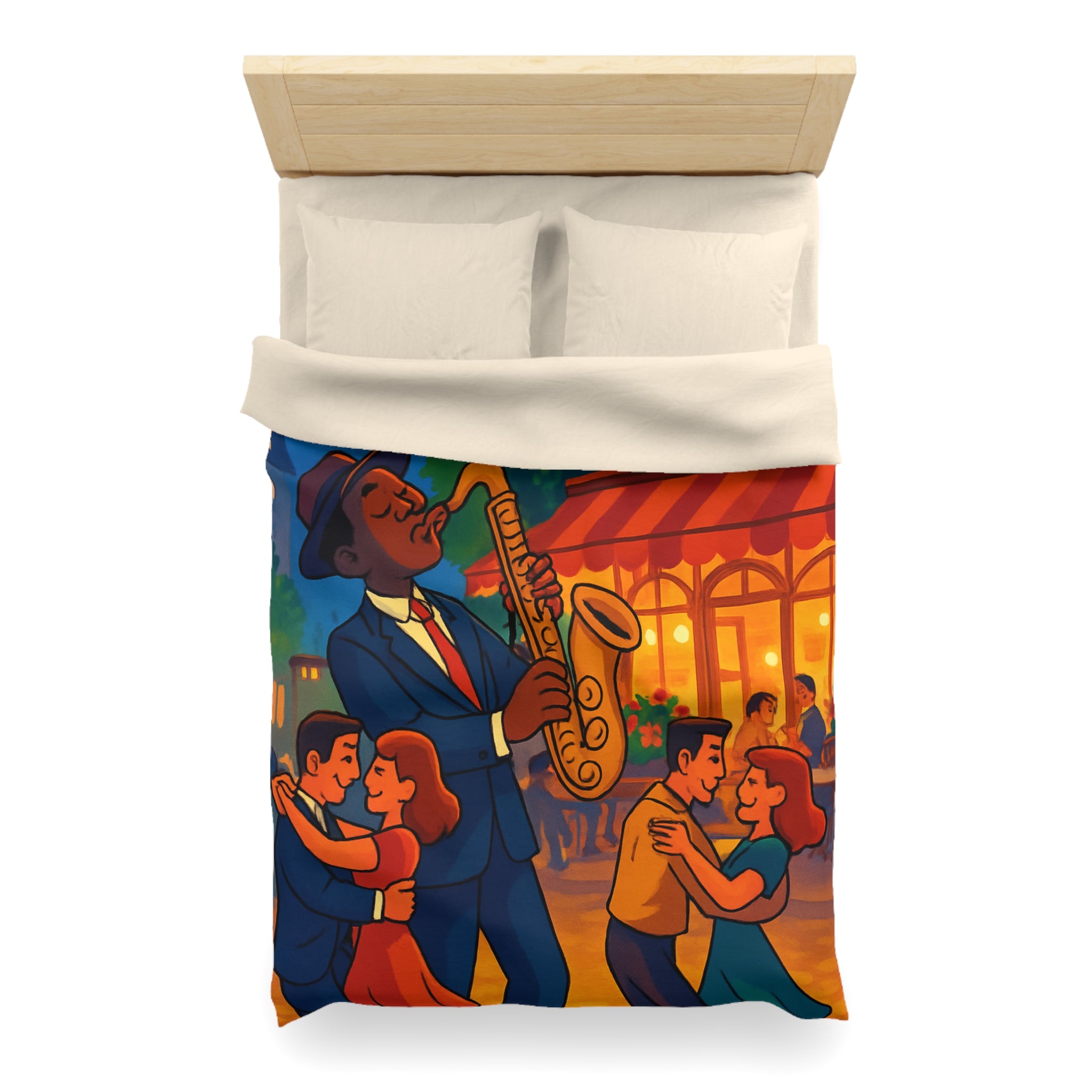 Housse de Couette Romantique Jazz Nuit avec Danseurs et Lumières Ambiance Parisienne