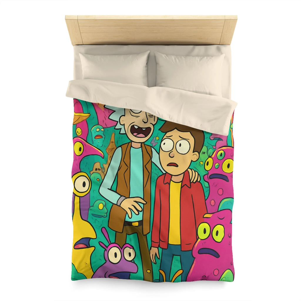 Housse de couette extravagante avec motifs extraterrestres et ambiance science-fiction colorée animée