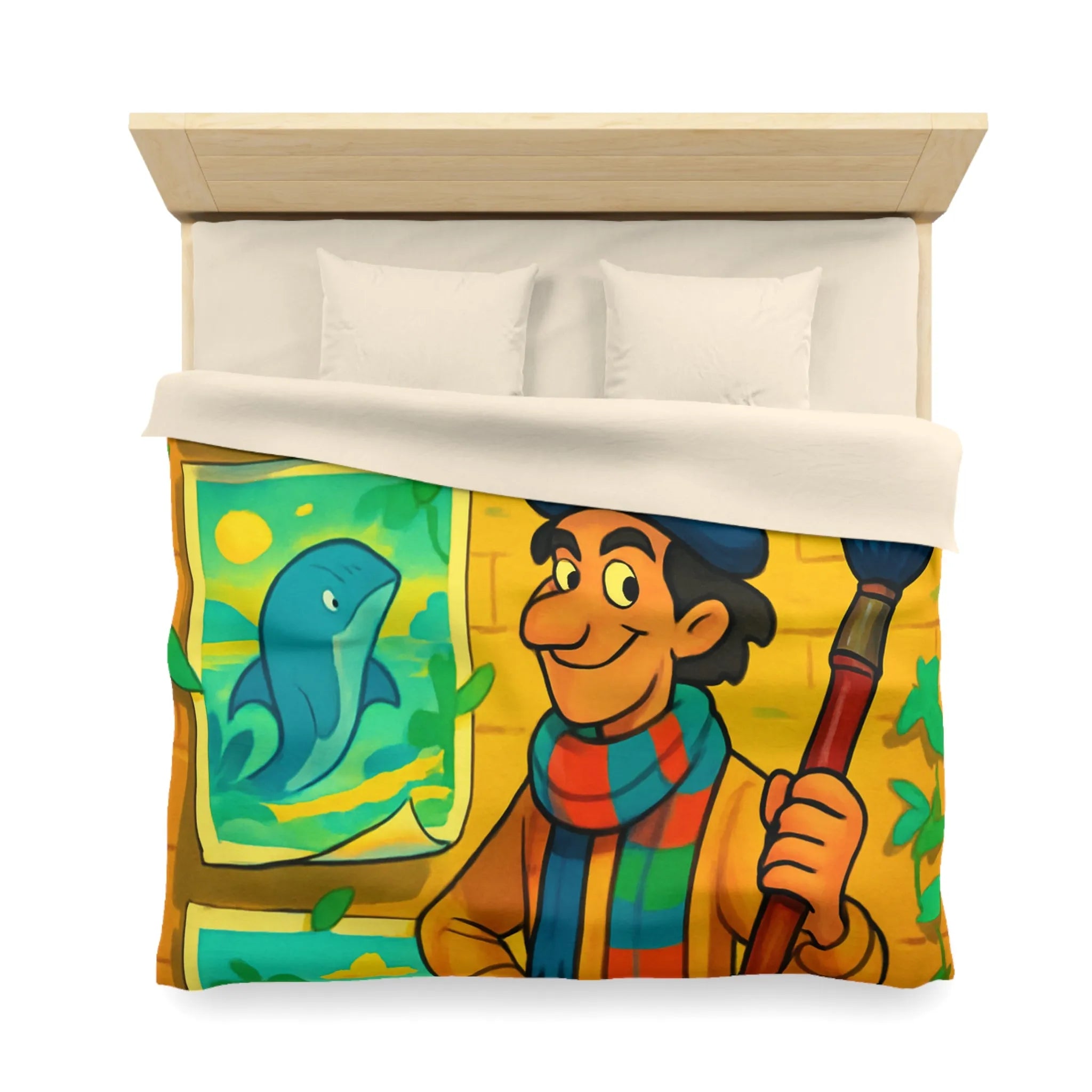 Housse de Couette Microfibre Art Graphique Contemporain Style Décoratif Chambre Tendance