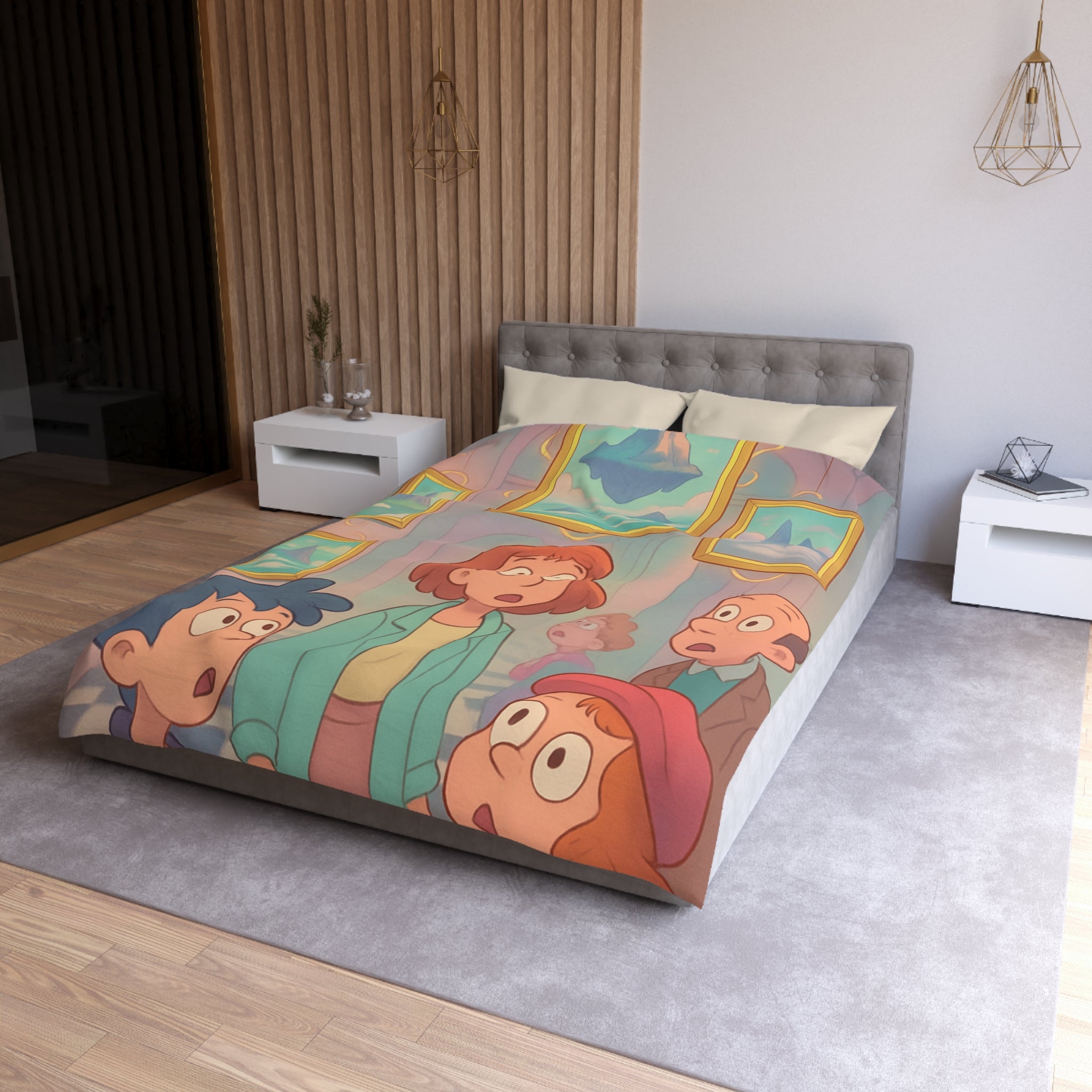 Housse de Couette Microfibre Design Artistique Moderne Décoration Chambre Confort Premium