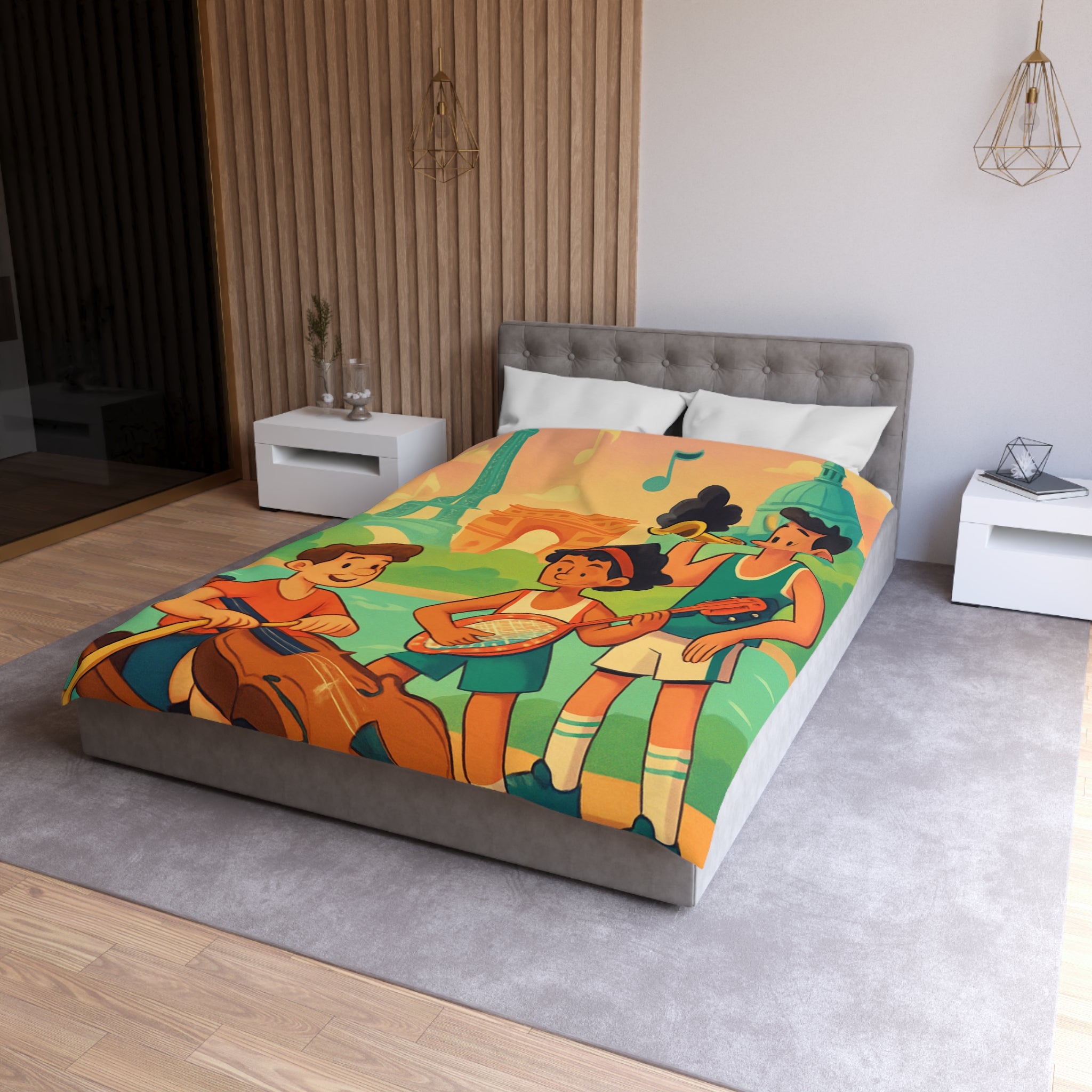 Housse de Couette Microfibre Illustration Unique Design Moderne Décoration Intérieure Raffinée