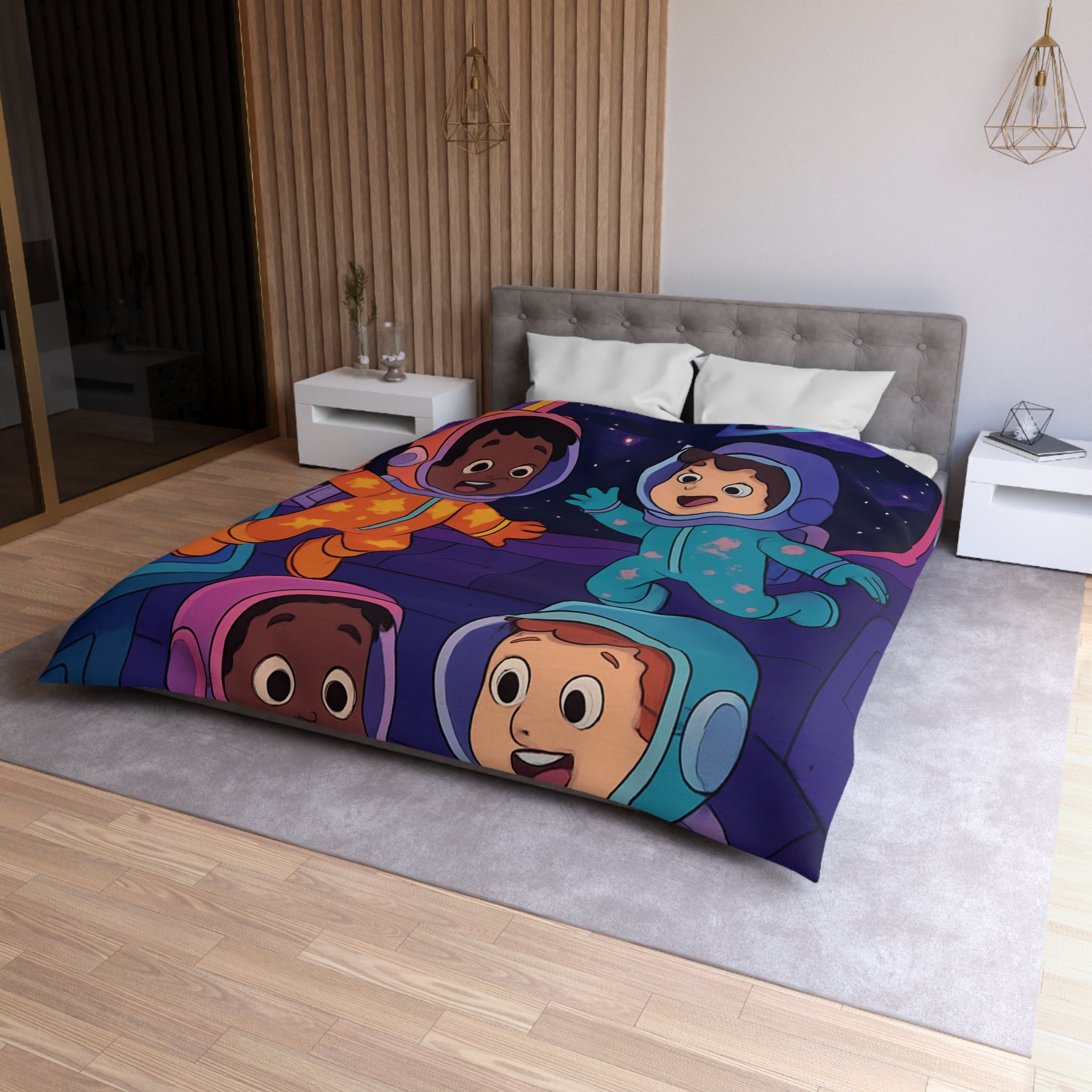 Housse de Couette Microfibre Motif Créatif Original Style Contemporain Chambre Élégante