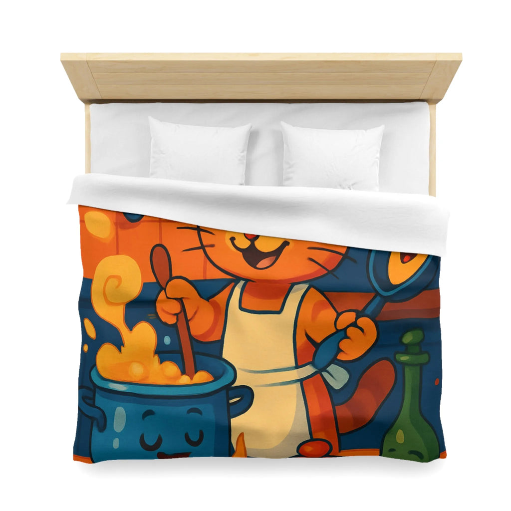 Adorable Chat Cuisinier Heureux dans une Cuisine Colorée et Animée avec Accessoires Joyeux