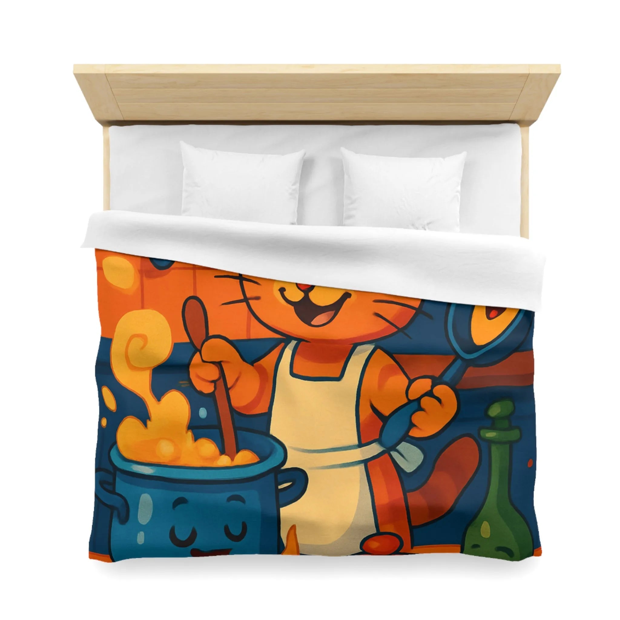 Adorable Chat Cuisinier Heureux dans une Cuisine Colorée et Animée avec Accessoires Joyeux