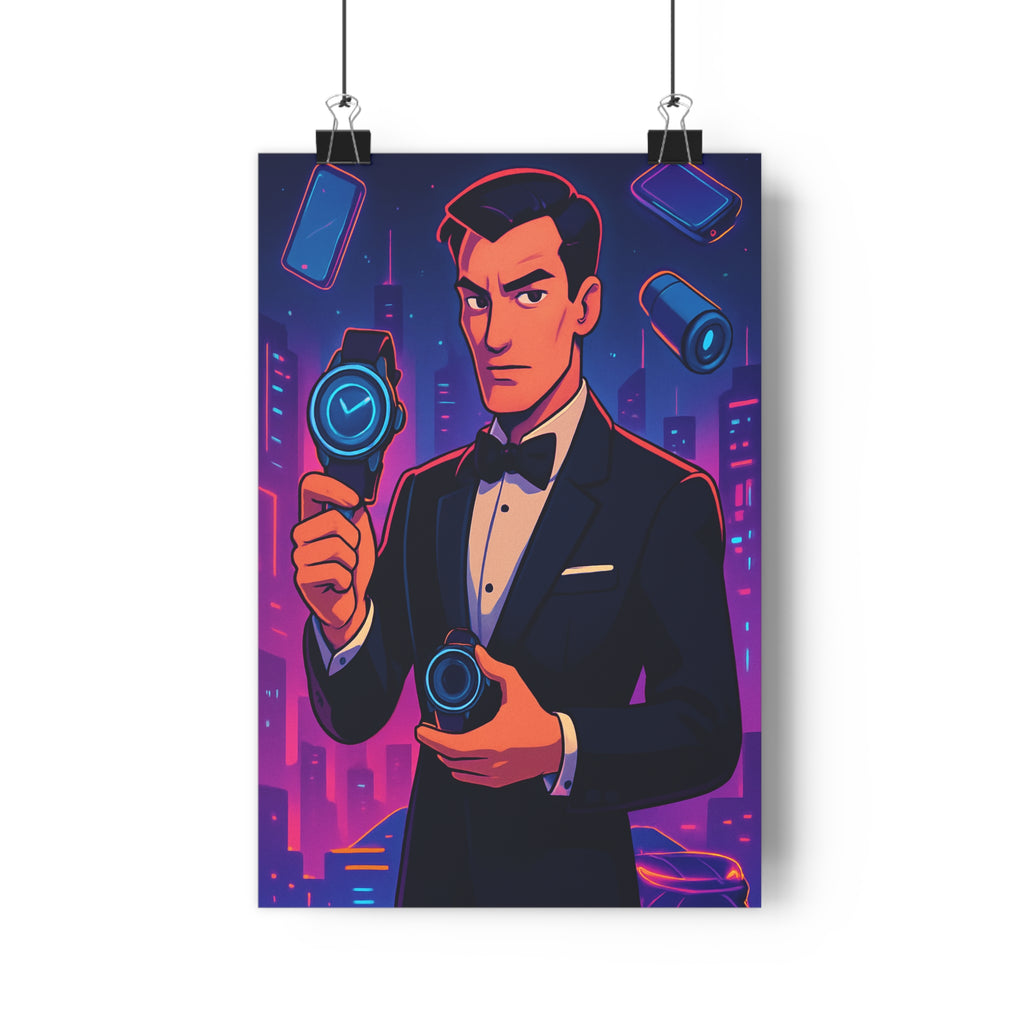 Poster décoratif moderne cartoon néon violet bleu mystique élégant salon bureau dynamique contemporain tendance