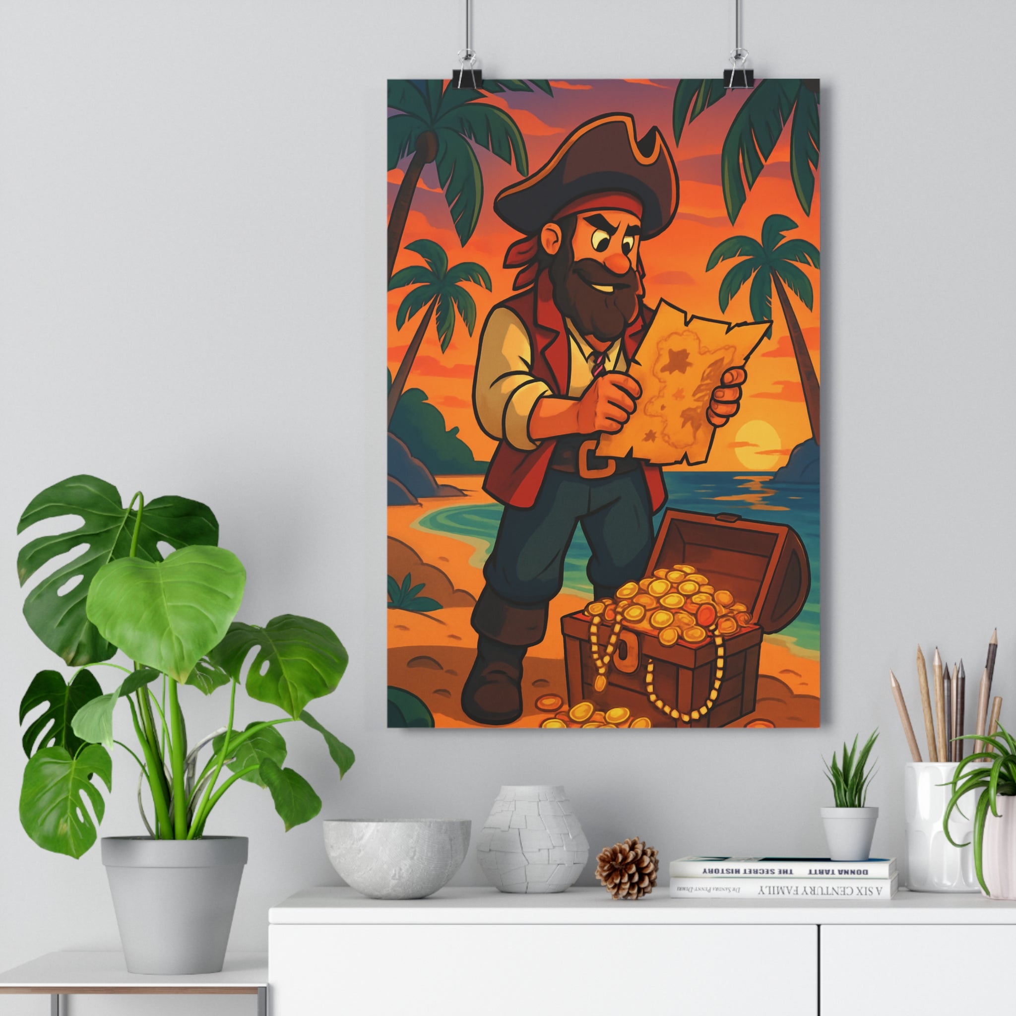 Poster décoratif aventure pirate charismatique mystérieux coucher soleil art mural chambre explorateur qualité qualité