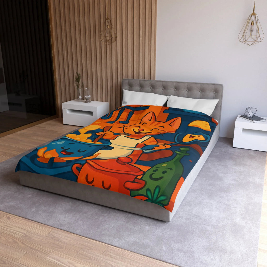 Adorable Chat Cuisinier Heureux dans une Cuisine Colorée et Animée avec Accessoires Joyeux