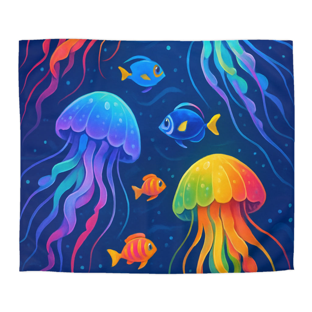 Housse de Couette Océanique Méduse Arc-en-ciel pour Décoration de Chambre Enfant Créative