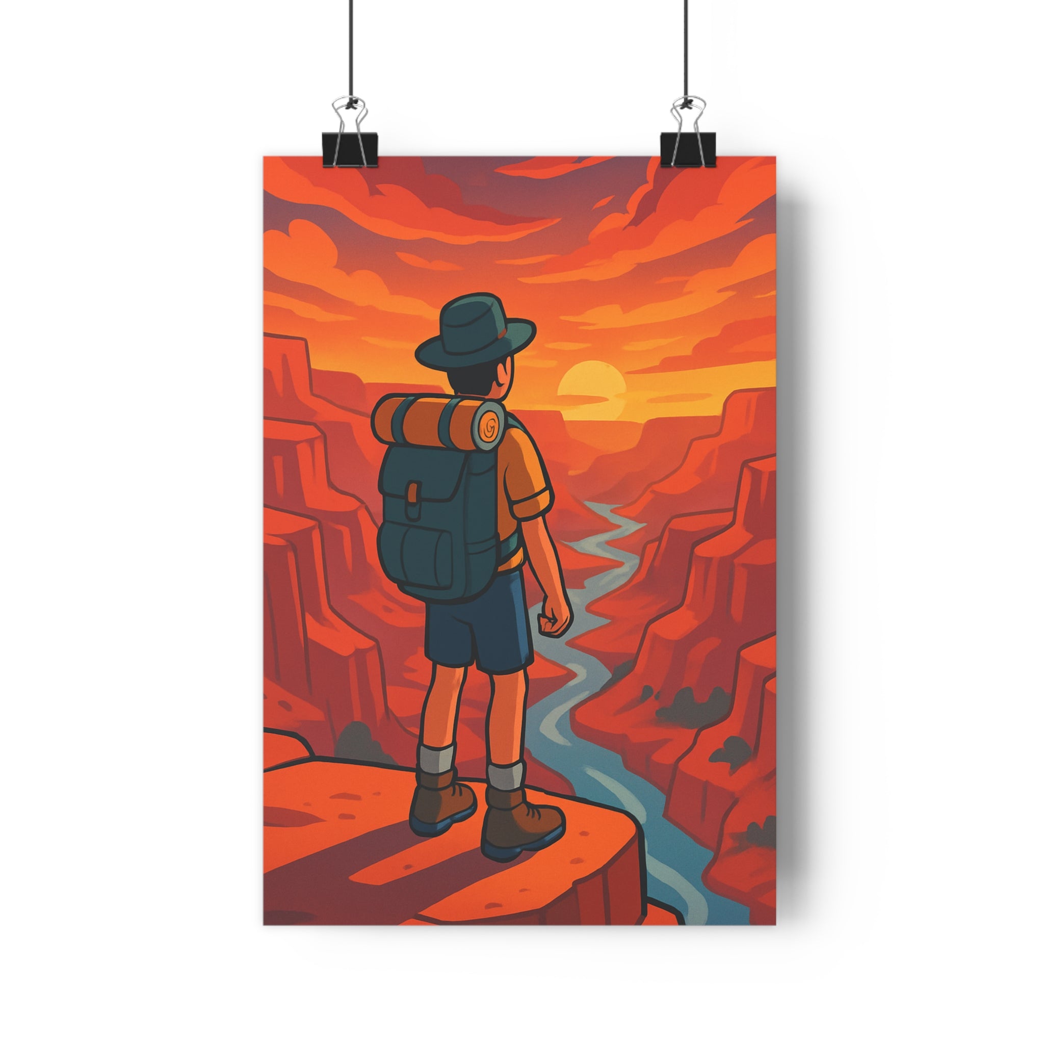 Poster décoratif animation aventure paysage canyon coucher soleil rouge orange salon bureau évasion qualité
