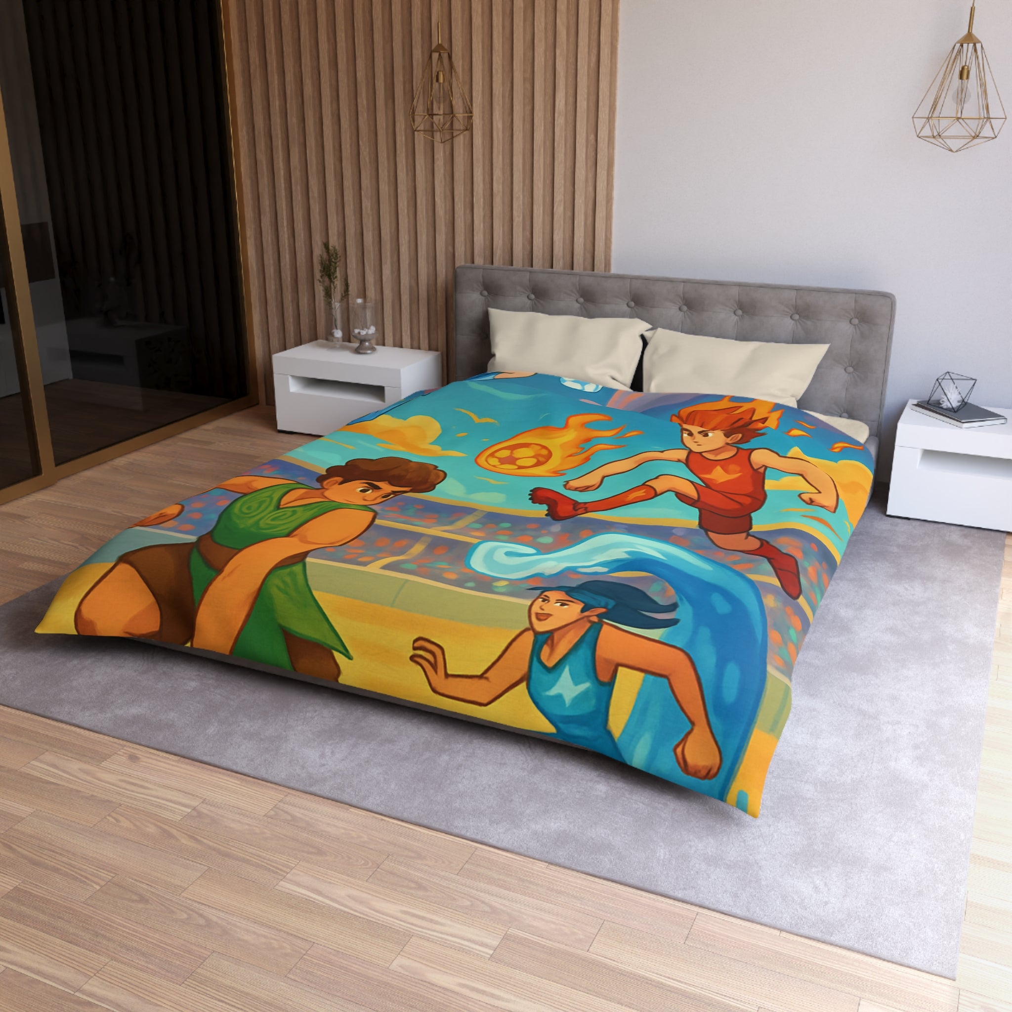 Housse de Couette Microfibre Design Artistique Moderne Décoration Chambre Confort Doux Qualité Premium