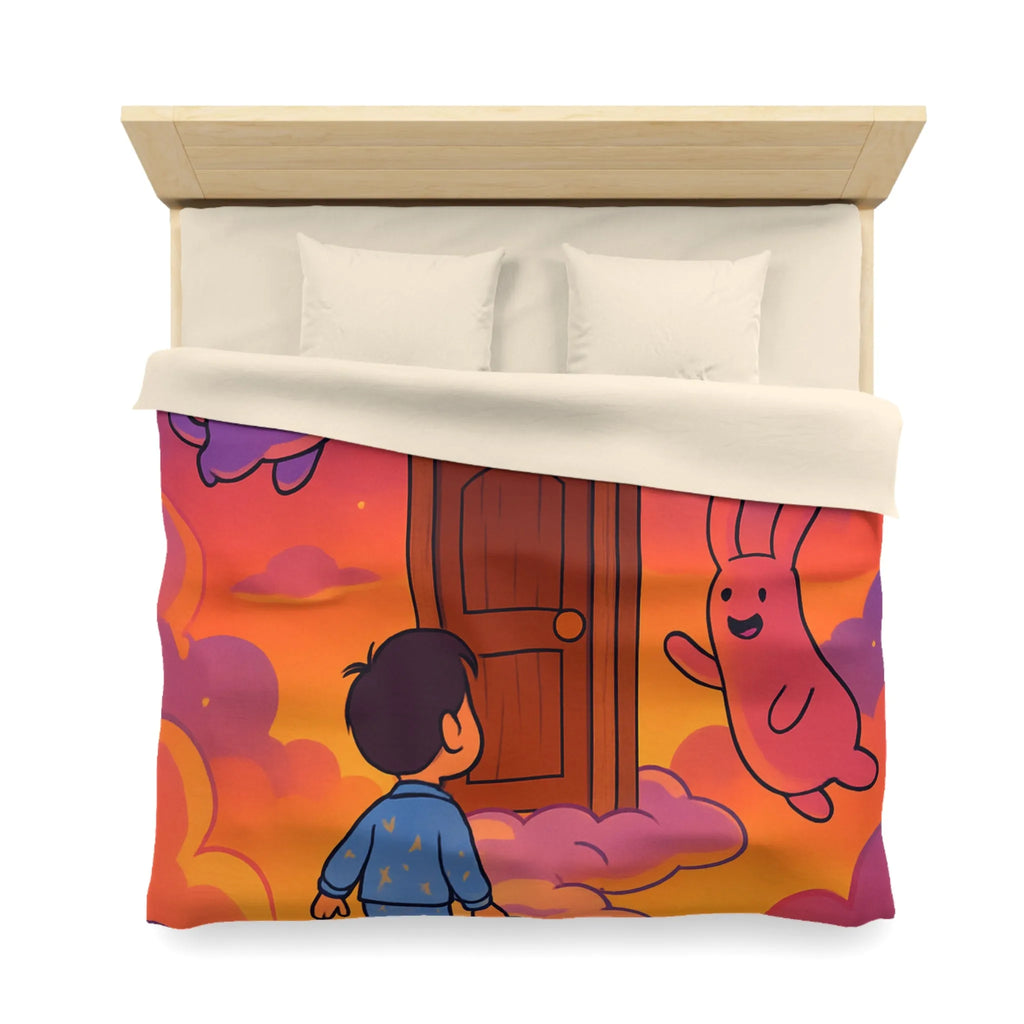 Housse de couette enfants : rêves colorés avec nuages et créatures magiques amusantes