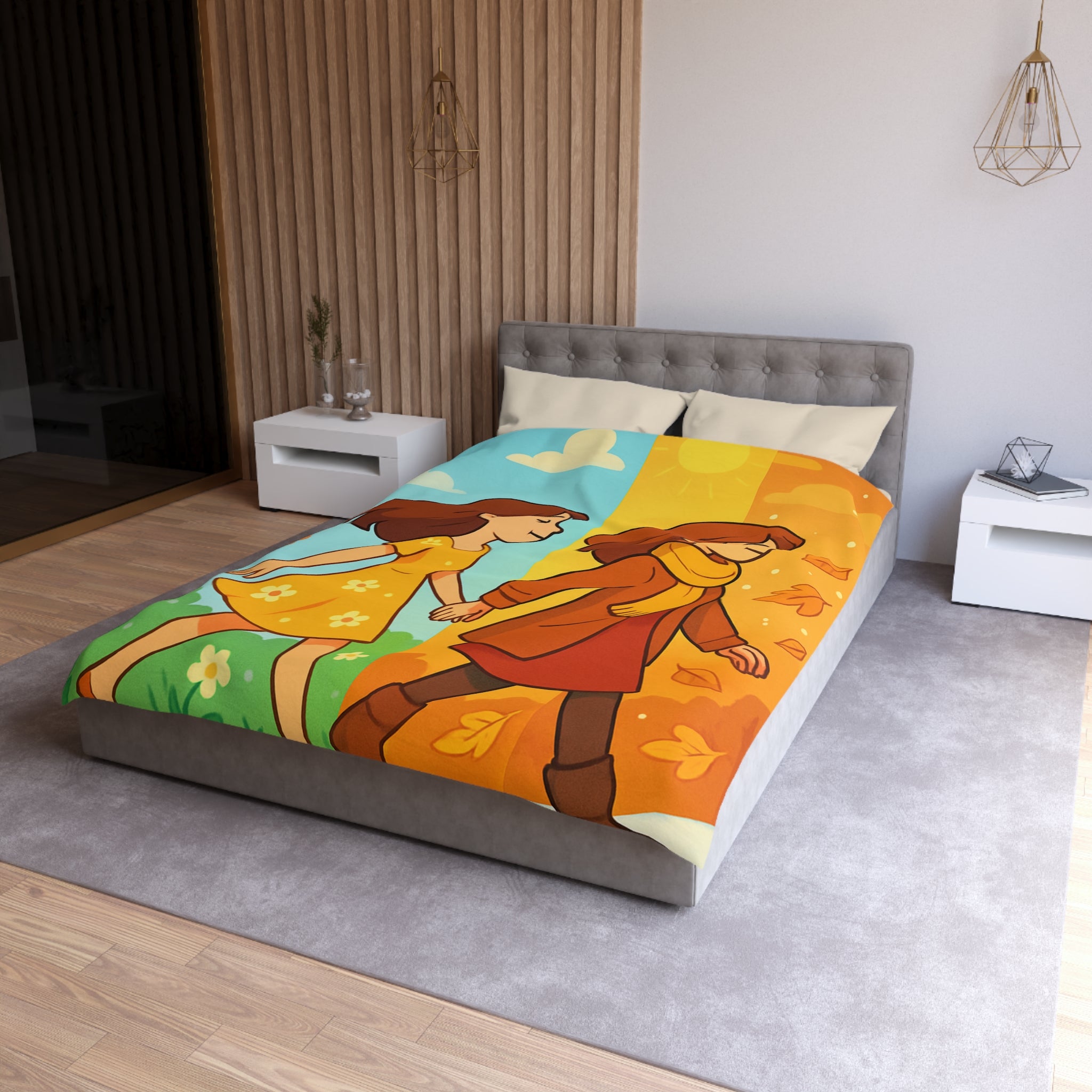 Housse de Couette Microfibre Design Artistique Moderne Décoration Chambre Confort Premium