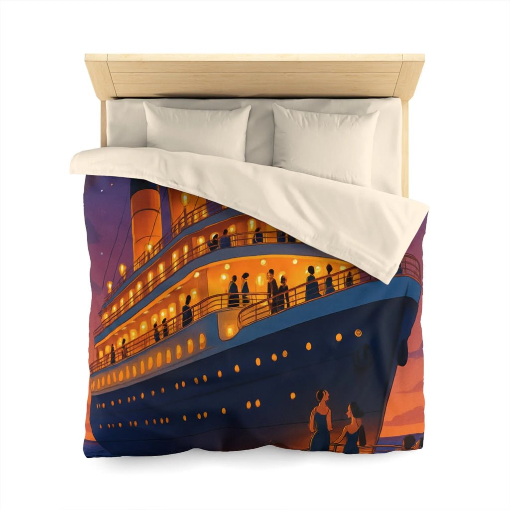 Douce soirée étoilée sur un paquebot illuminé naviguant sur des eaux calmes