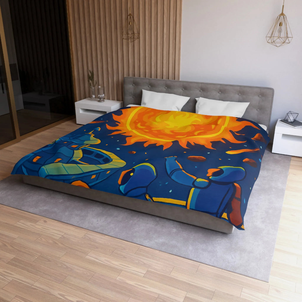 Housse de couette colorée avec scène spatiale vibrante pour chambre moderne et vive