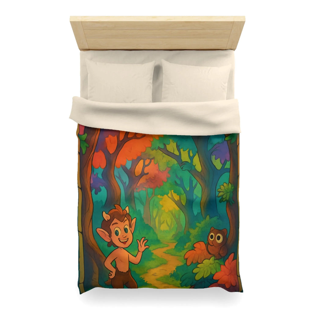 Housse de couette enchantée forêt aux créatures magiques pour chambre d'enfant