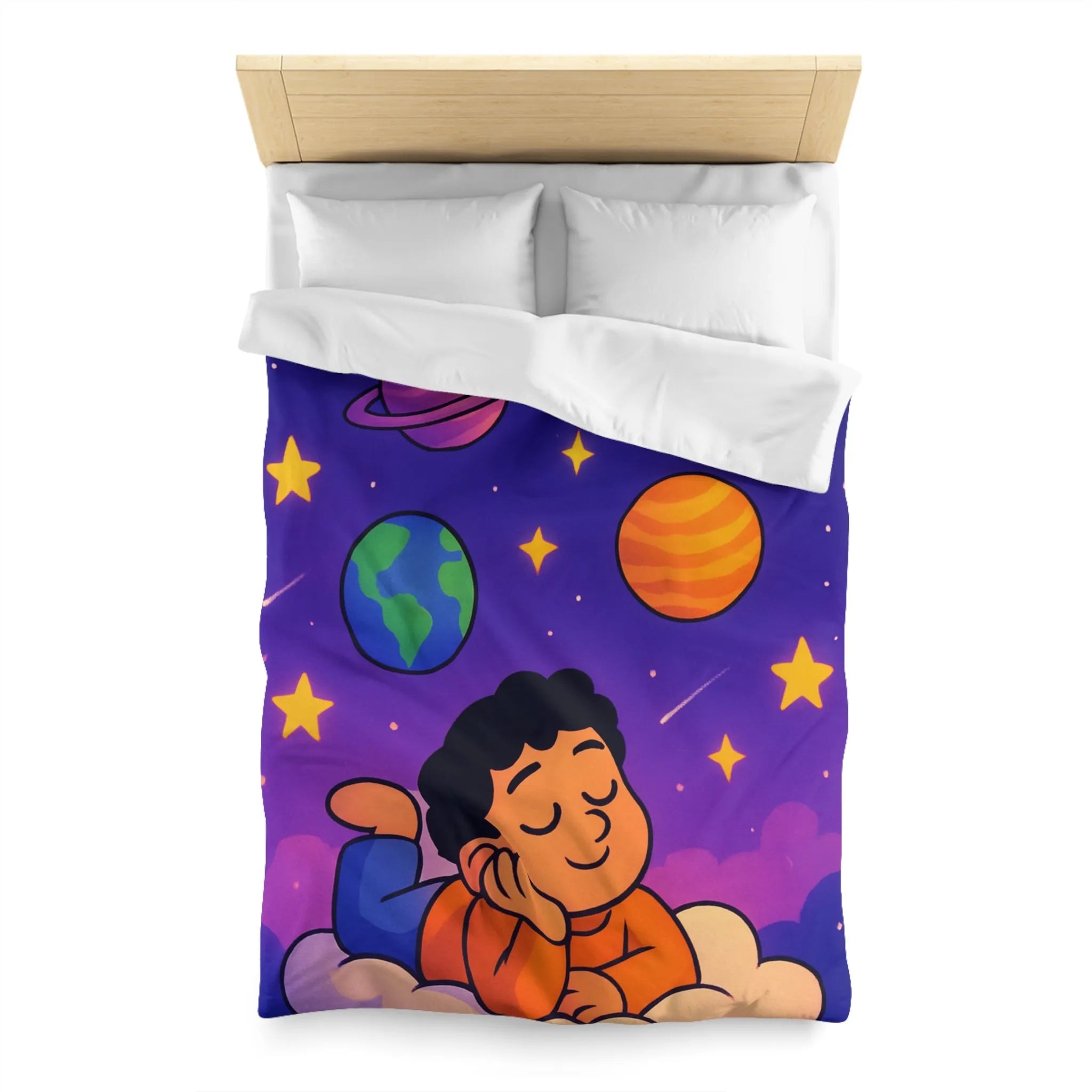 Housse de couette enfant cosmos rêve étoiles planètes univers magique et coloré