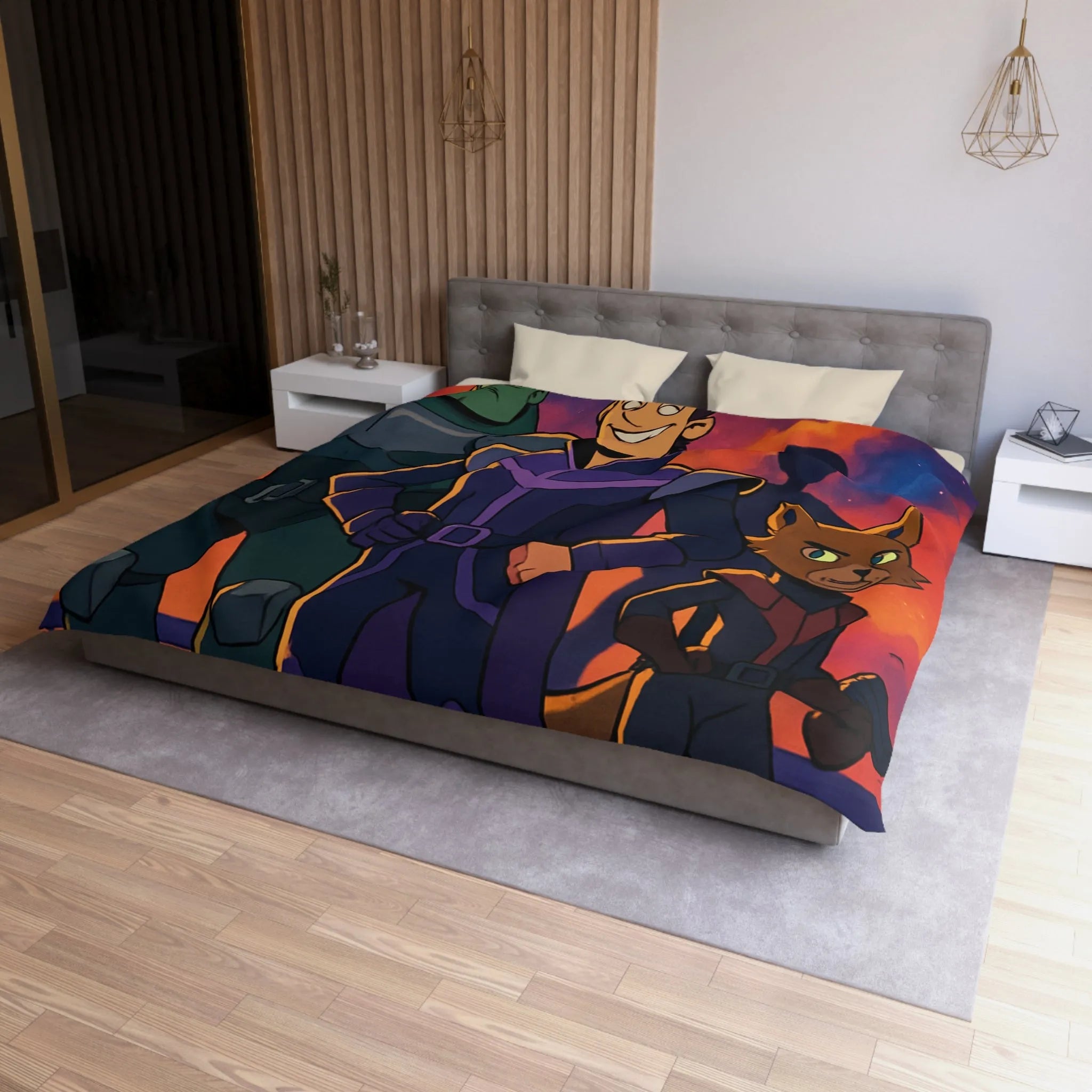 Housse de Couette Microfibre Art Graphique Contemporain Style Décoratif Chambre Tendance