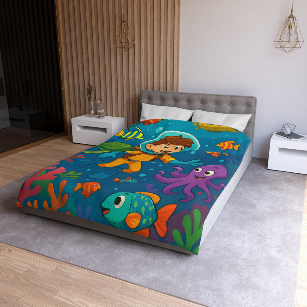 Housse de couette sous-marine avec des animaux marins colorés pour chambre d'enfant joyeuse