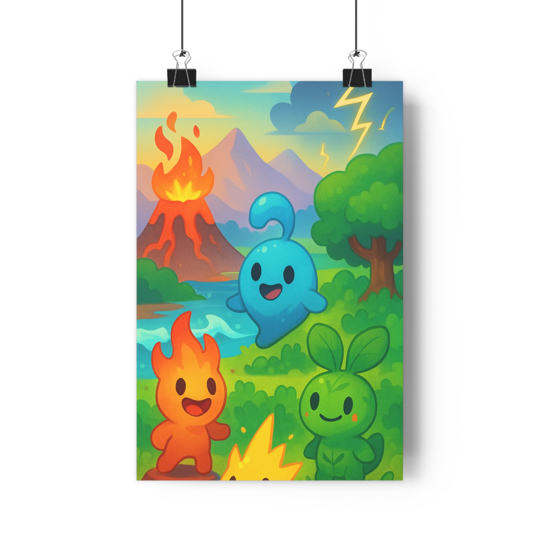 Poster décoratif créatif joyeux vibrant coloré enfant chambre salon moderne bleu rouge vert qualité