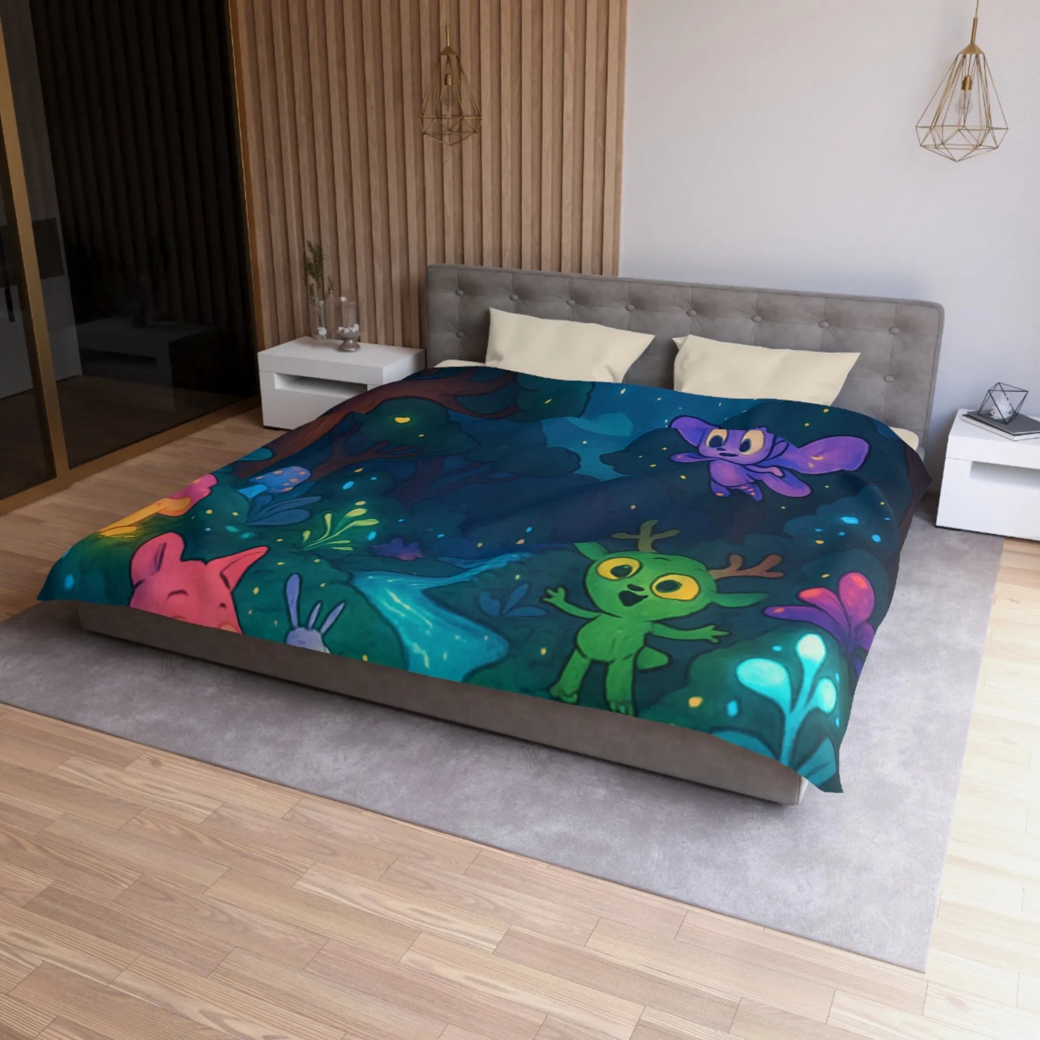 Housse de Couette Microfibre Art Graphique Contemporain Style Décoratif Chambre Tendance