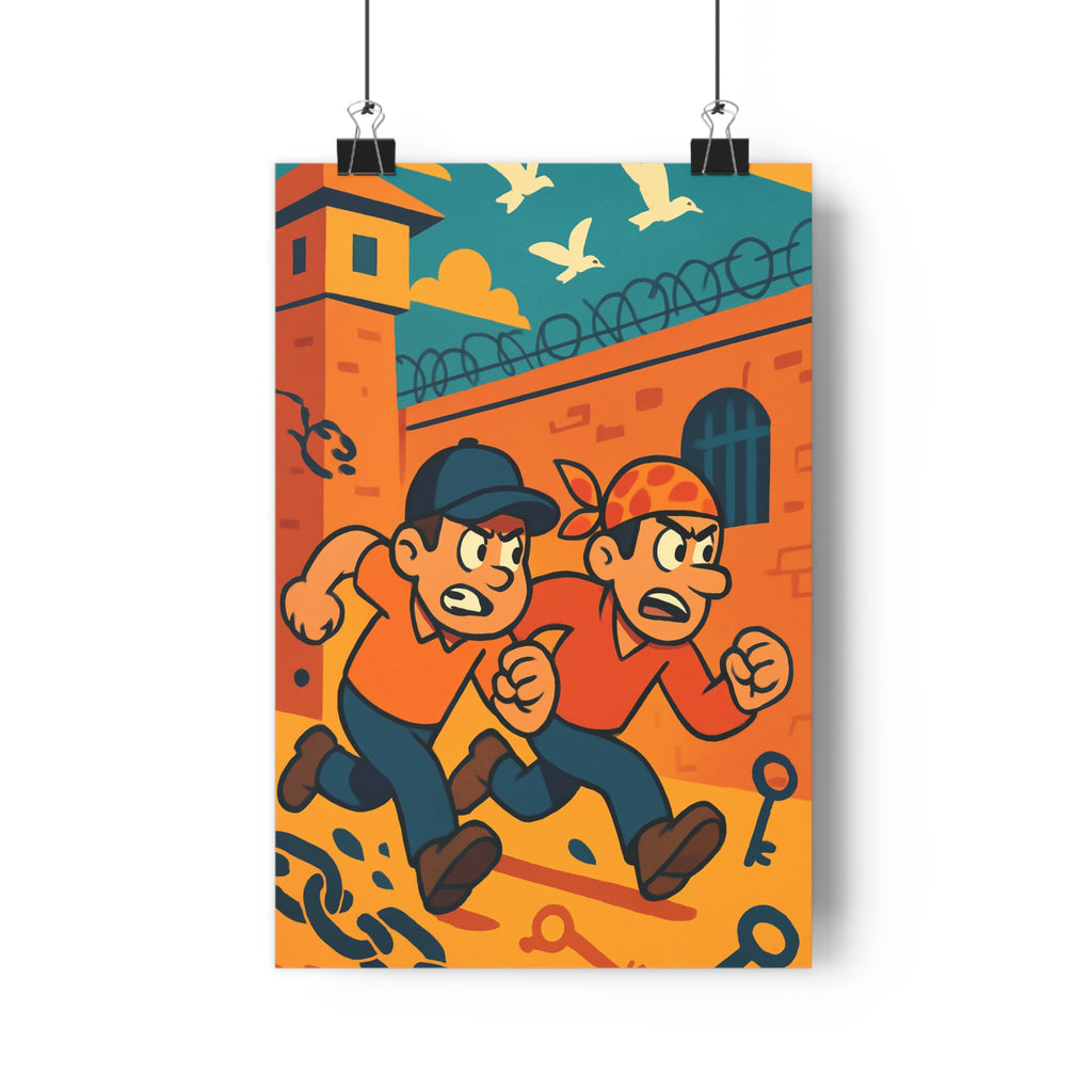 Poster décoratif anime évadés orange bleu aventure dynamique chambre salon moderne captivant vibrant contrasté