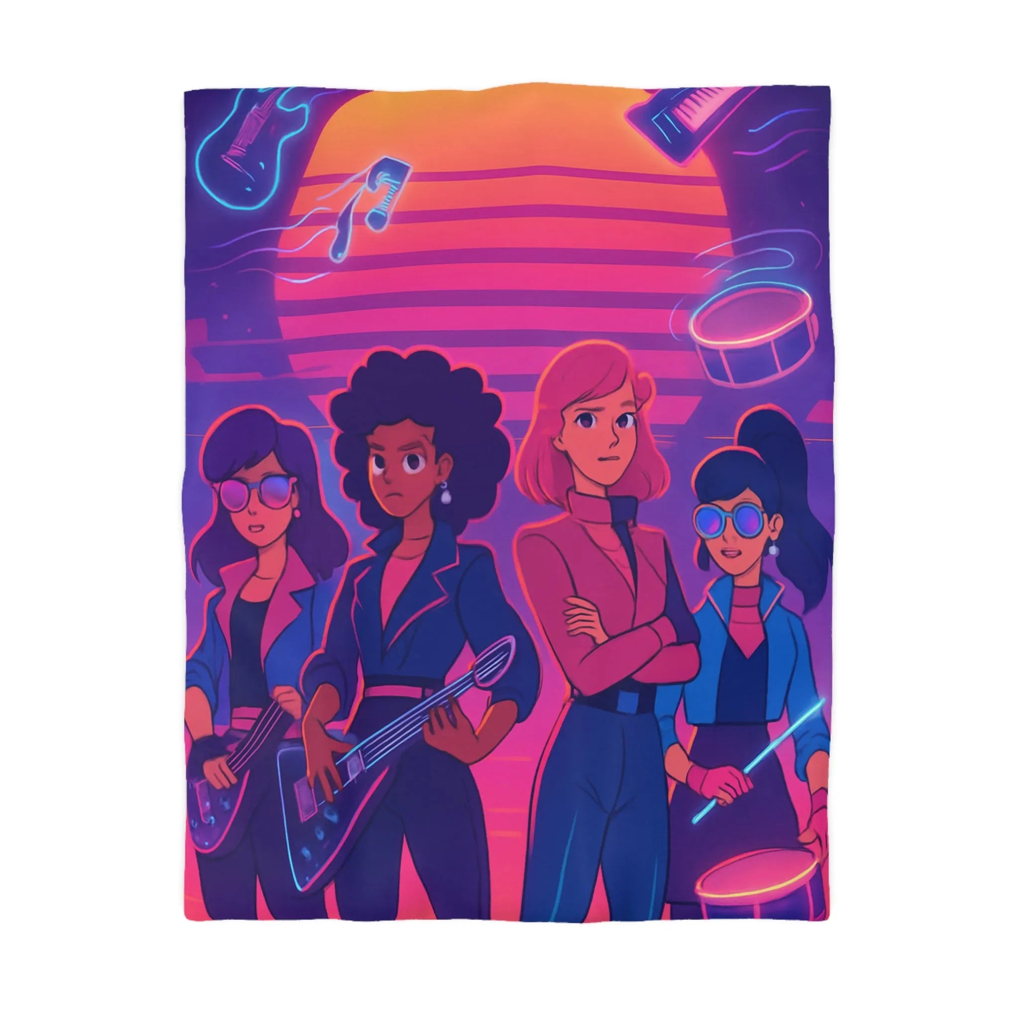 Énergisez Votre Chambre avec une Couette Musique Synthwave et Groupes de Rock Féminins