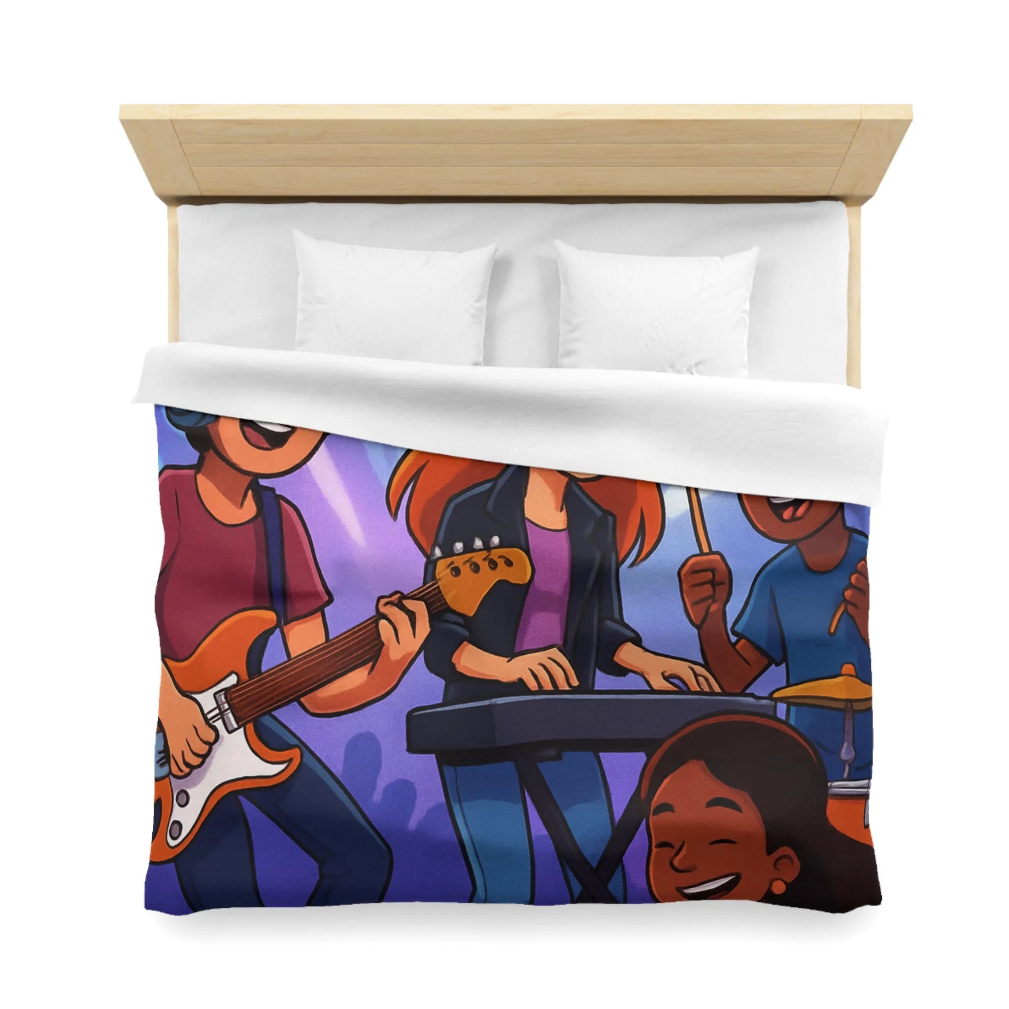 Ensemble musical animé pour housse de couette colorée et dynamique pour jeunes musiciens