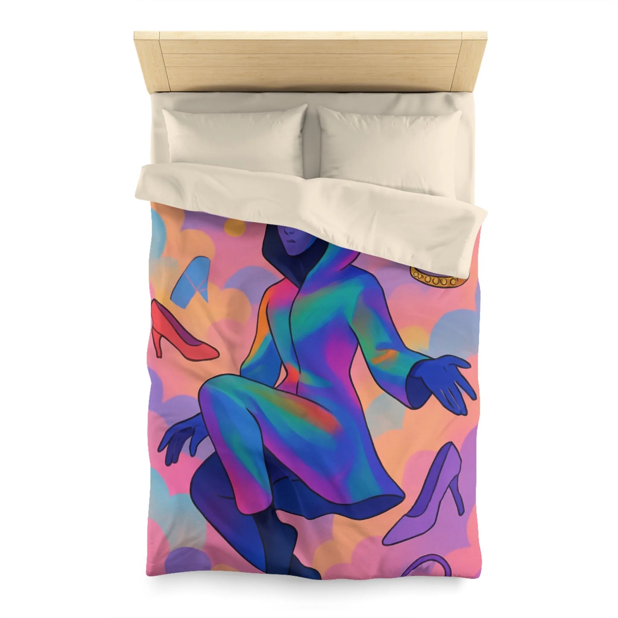 Housse de Couette Microfibre Art Graphique Contemporain Style Décoratif Chambre Tendance