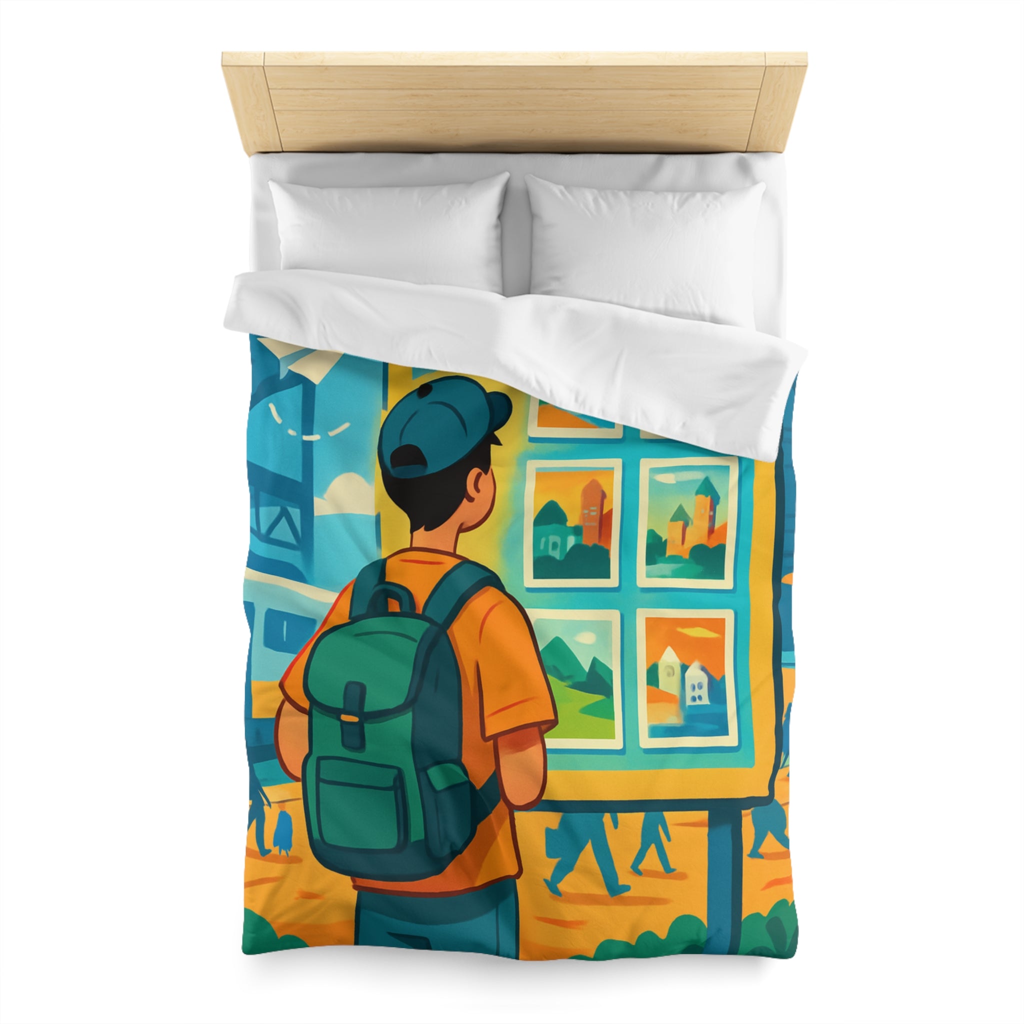 Housse de Couette Microfibre Design Artistique Moderne Décoration Chambre Confort Premium