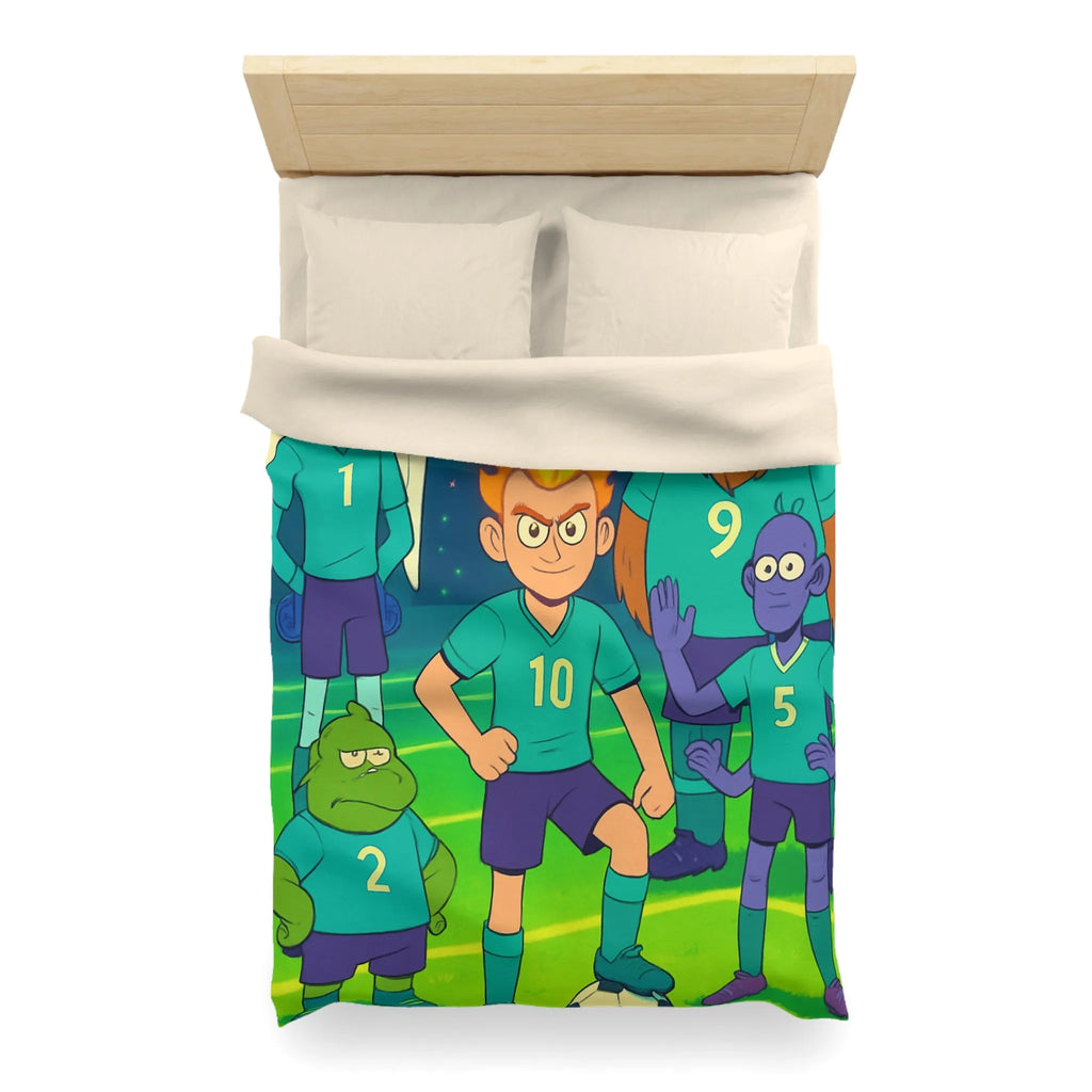 Housse de Couette Football Enfants Dessins Animés Fantastiques avec Joueurs et Effets Colorés