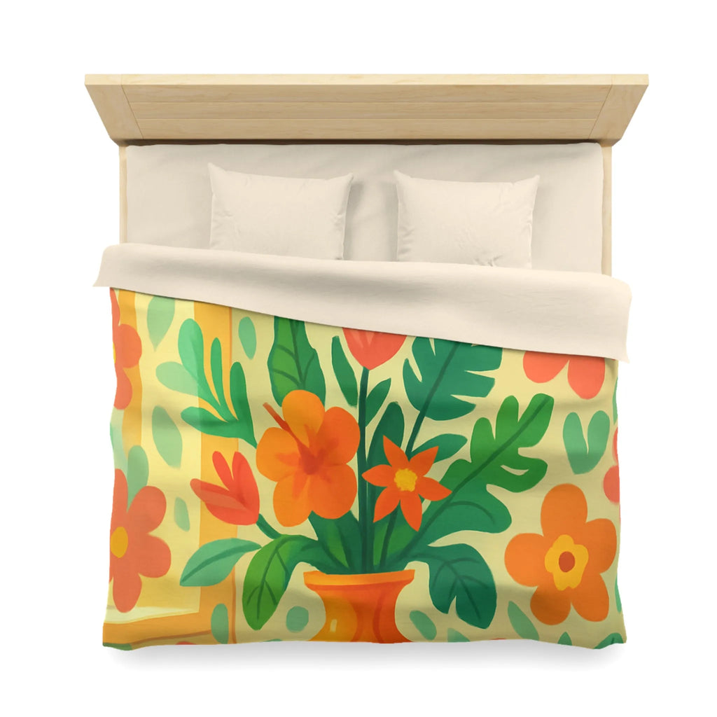 Housse de couette colorée avec fleurs tropicales et papillons pour chambre lumineuse