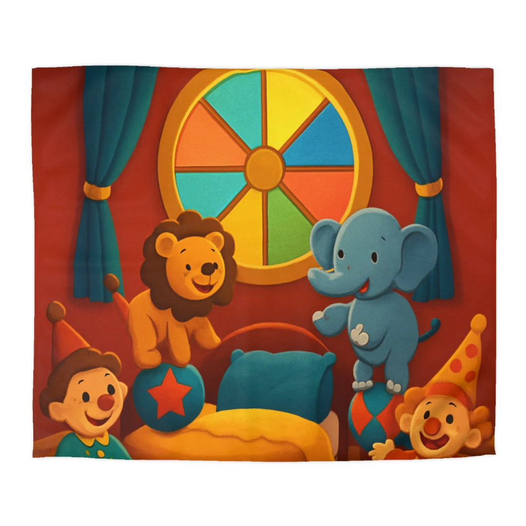 Housse de Couette Cirque Joyeux avec Animaux et Clowns pour Enfants
