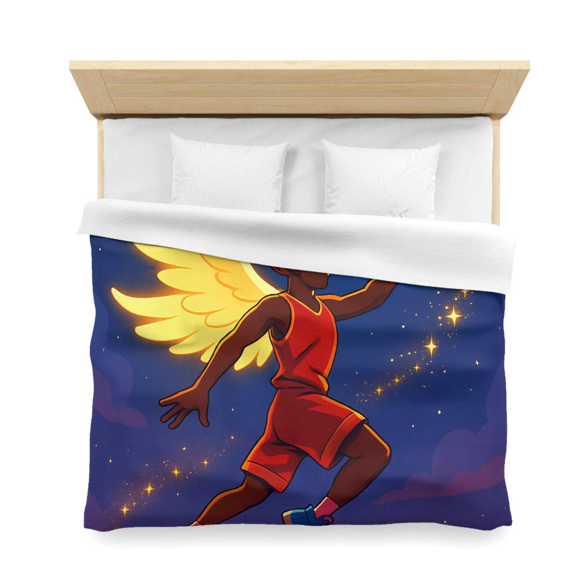 Housse de Couette Unique Baskets d'Ange Volant au Clair de Lune Étoilé