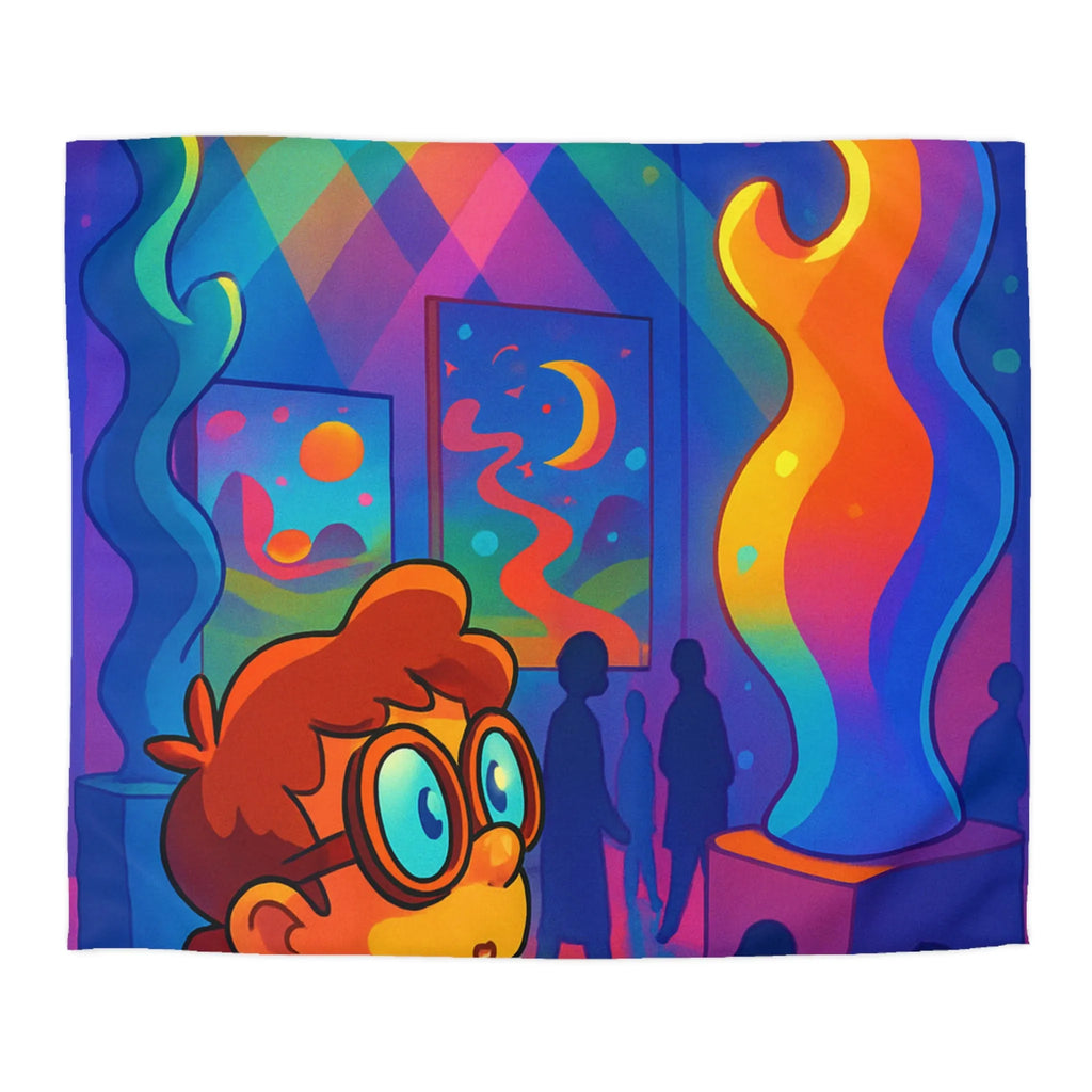 Housse de Couette Colorée Inspirée d'une Galerie d'Art Moderne avec Lumières Vives