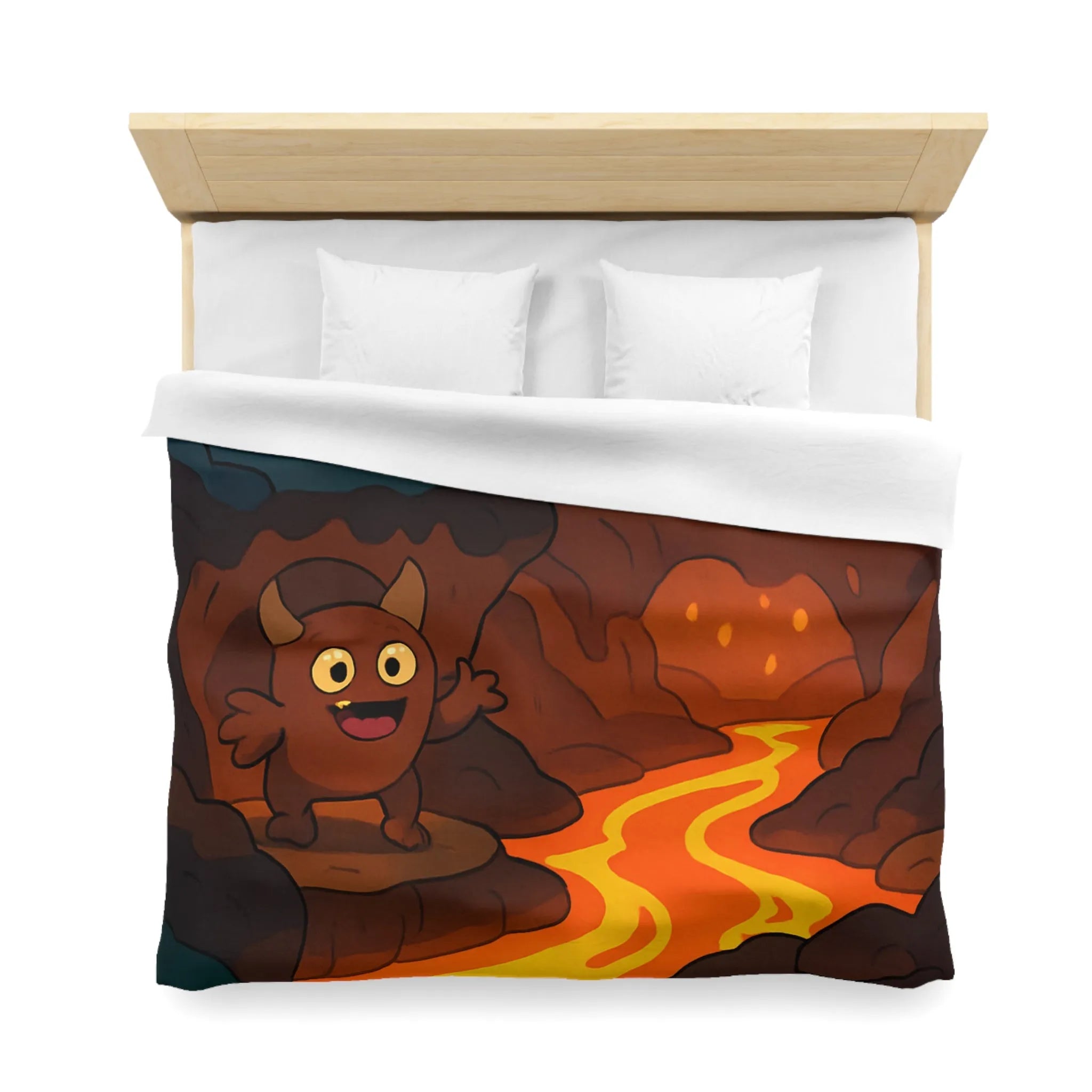 Housse de Couette Enfant Paradis Souterrain Magique avec Créatures Mystiques et Cristaux Lumineux