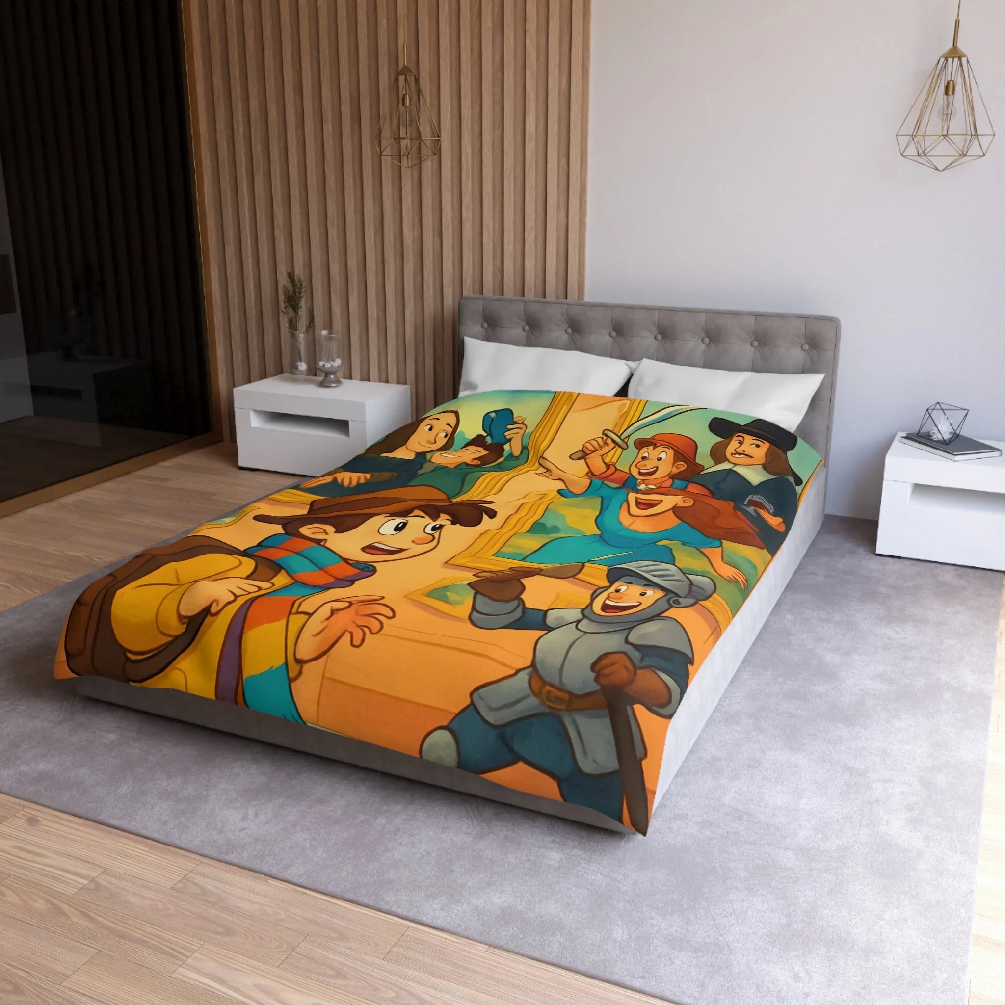 Couette Enfant Haute Qualité Motif Musée Aventure Jeux Joyeux Chevalier Éducatif Coloré