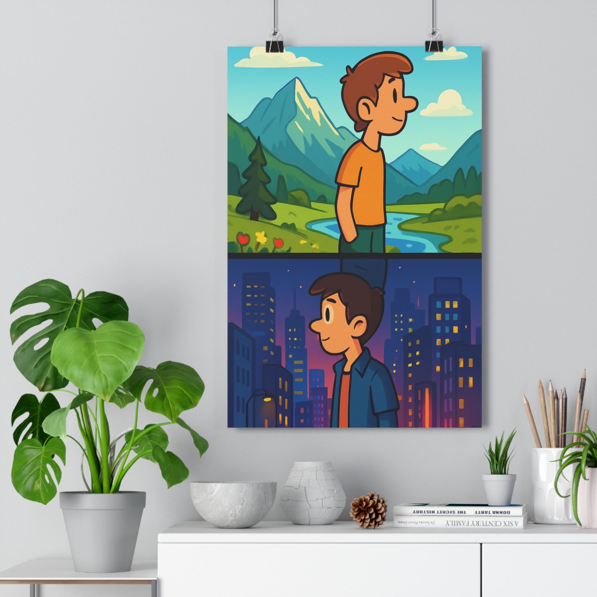 Poster décoratif cartoon dynamique nature urbain contrasté vibrant enfant chambre salon contemporain design qualité