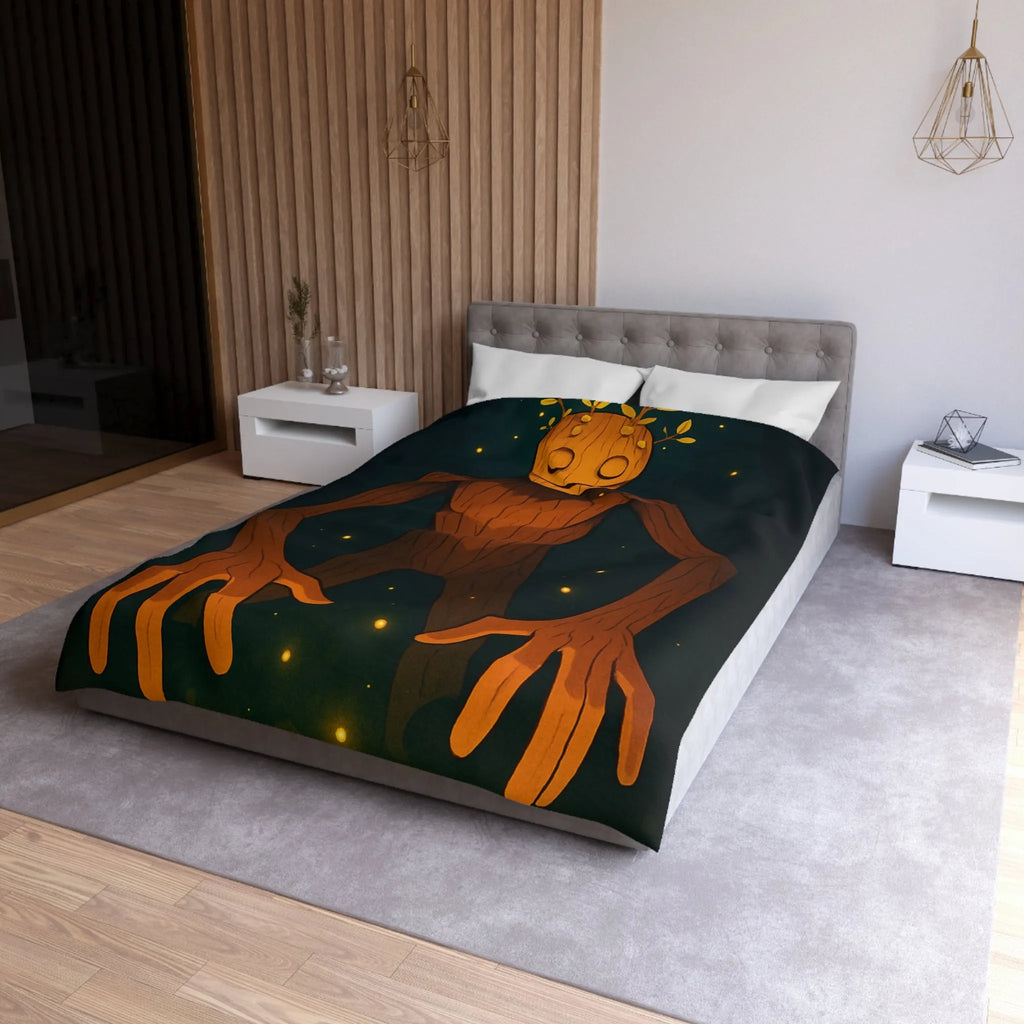 Chambre imaginative avec housse de couette créature mystique enchantée dans forêt lumineuse