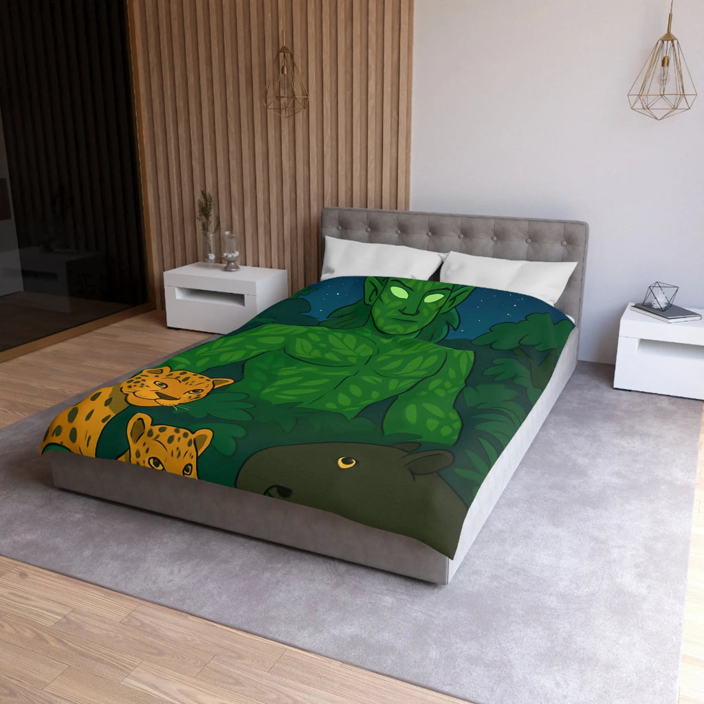 Housse de couette forêt mystérieuse avec créature magique et animaux exotiques nocturnes
