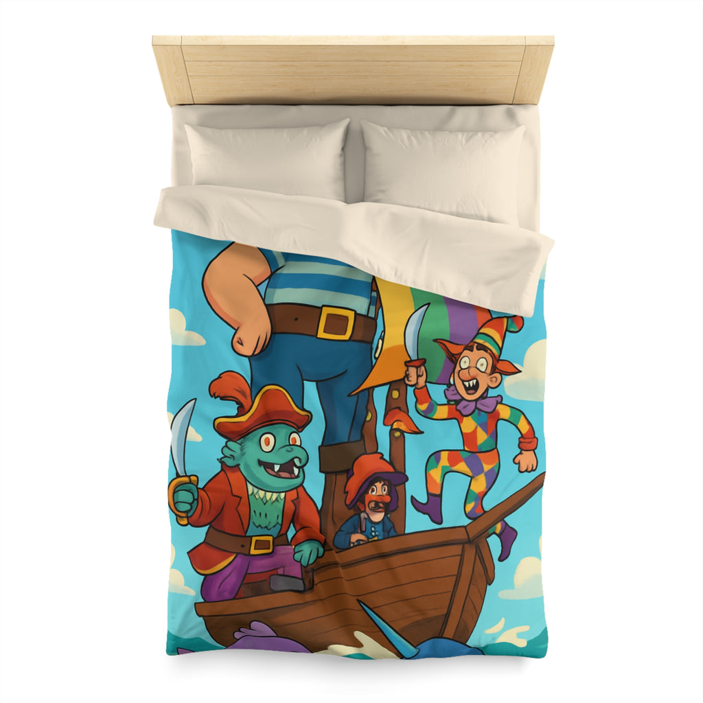 Housse de couette pirate joyeux arc-en-ciel colorée avec bateau pour enfant chambre