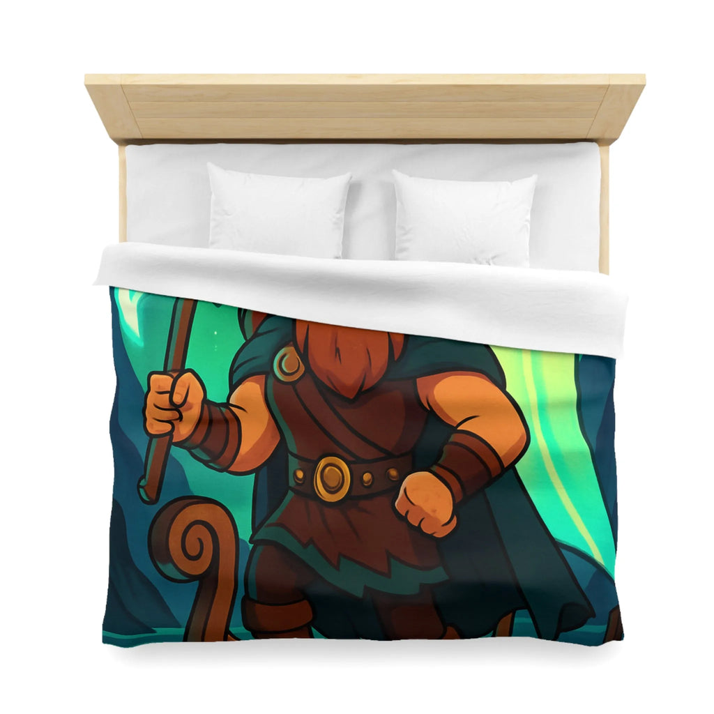 Housse de couette épique viking avec aurore boréale et bateau en pleine mer